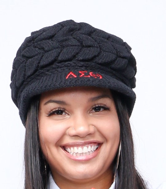 Delta Sigma Theta (ΔΣΘ) Sorority Red color Acrylic woolen Cap/Winter hat with Greek letters on it, Reusable & Washable.
