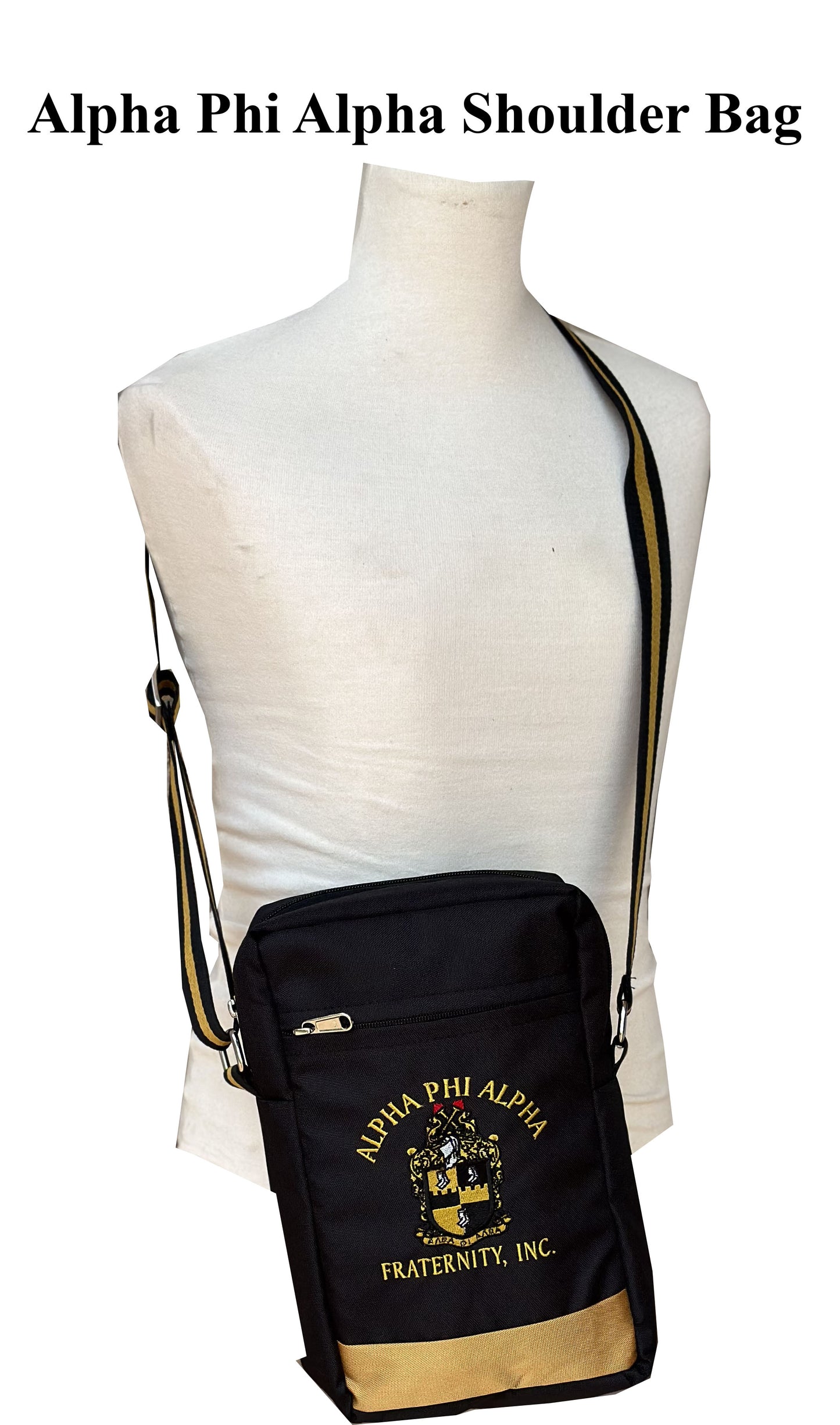 Alpha Phi Alpha (ΑΦΑ) Fraternity, shoulder Crossbody Sling/Shoulder bag Embroidered Organizational Shield in Front