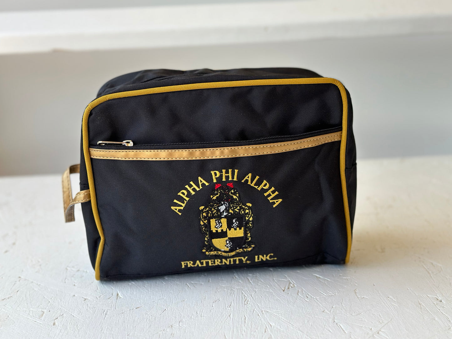 Alpha Phi Alpha (ΑΦΑ) Fraternity Black Toiletry Bag/ Shaving/ Travel Kit Polyester PVC Coated, For Men.