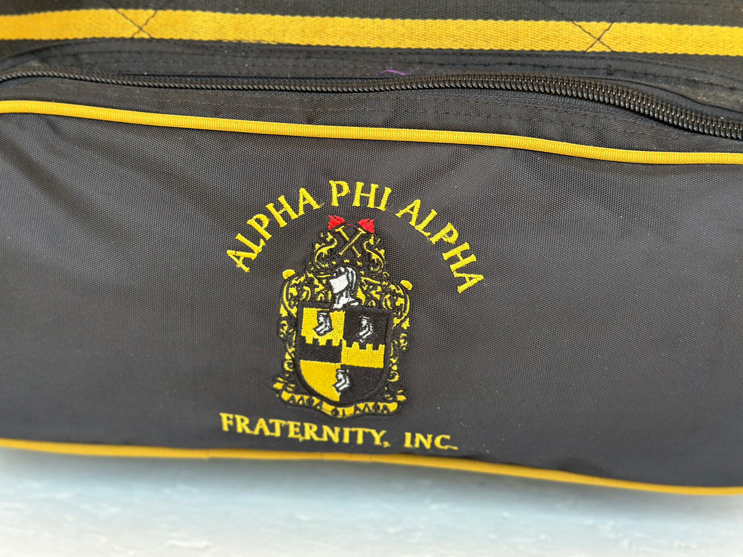 Alpha Phi Alpha Fraternity Black & Old Gold color Trolley/ Duffle/ Luggage Bag for travelling.