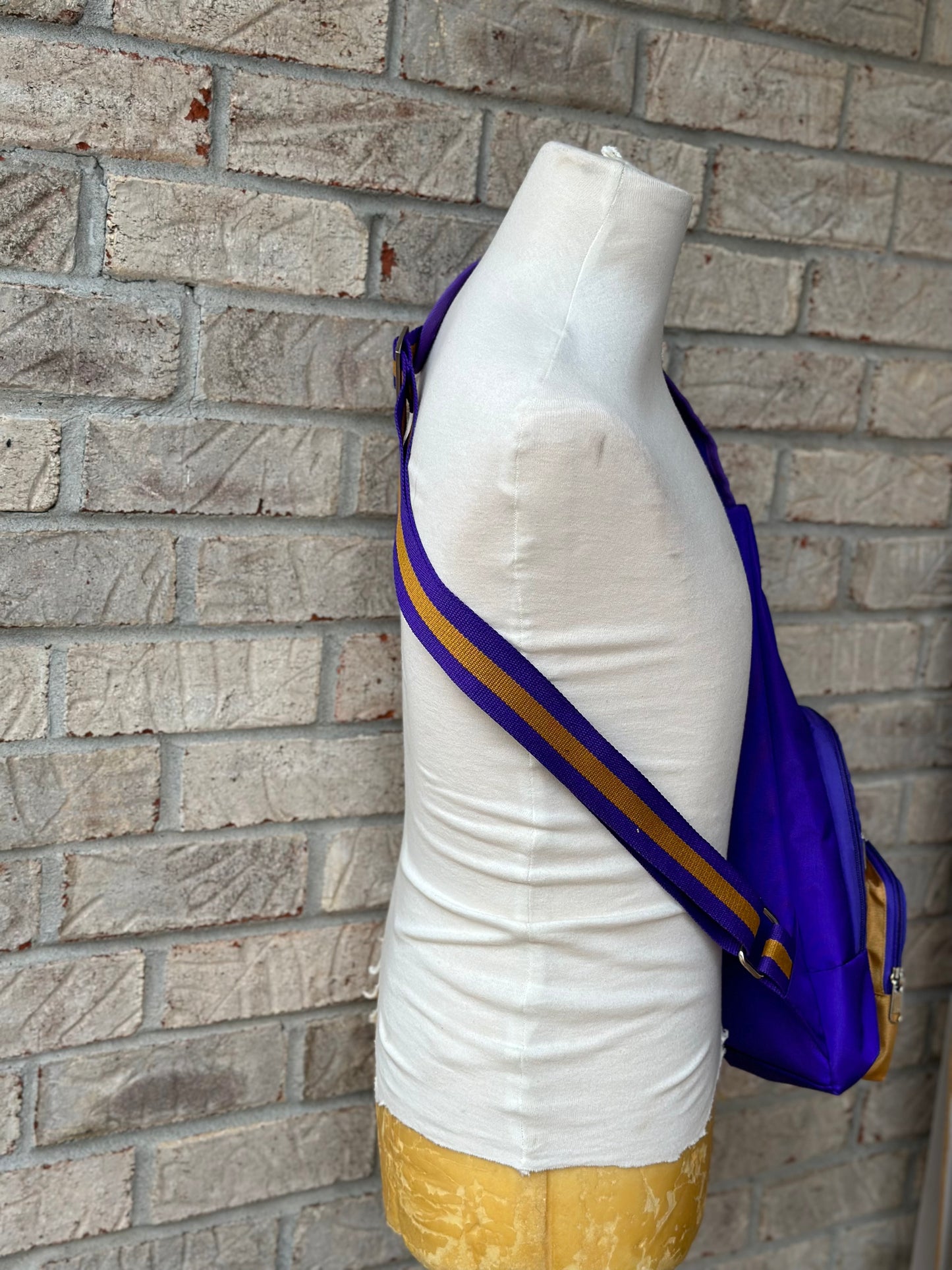 Omega Psi Phi (ΩΨΦ) Fraternity, single Shoulder Crossbody Sling/Shoulder bag with USB Port, Embroidered Organizational Shield in Front