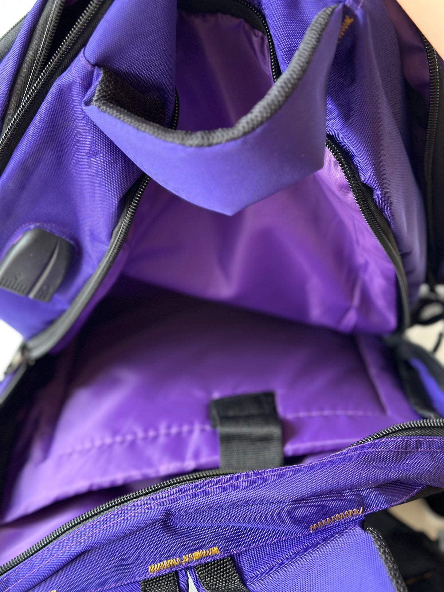 Omega Psi Phi (ΩΨΦ) Fraternity Royal Purple Stylish, Polyester Fabric Coated College Backpack with laptop sleeves For Men, Made in India.