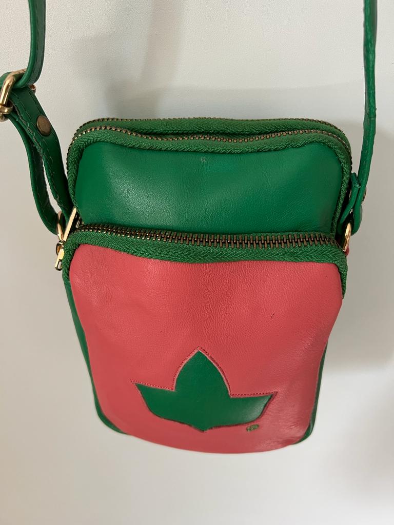 Alpha Kappa Alpha (AKA) Pink & Green Leather Ladies Purse/ Crossbody/ Sling Bag/'Shoulder Bag For Women, Made in India.