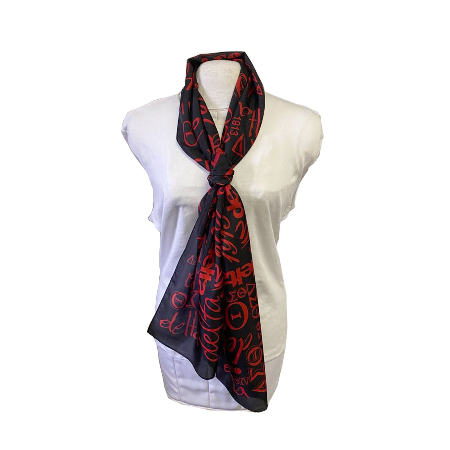 Delta Sigma Theta Silk Scarf: Black & Red Sorority Stole