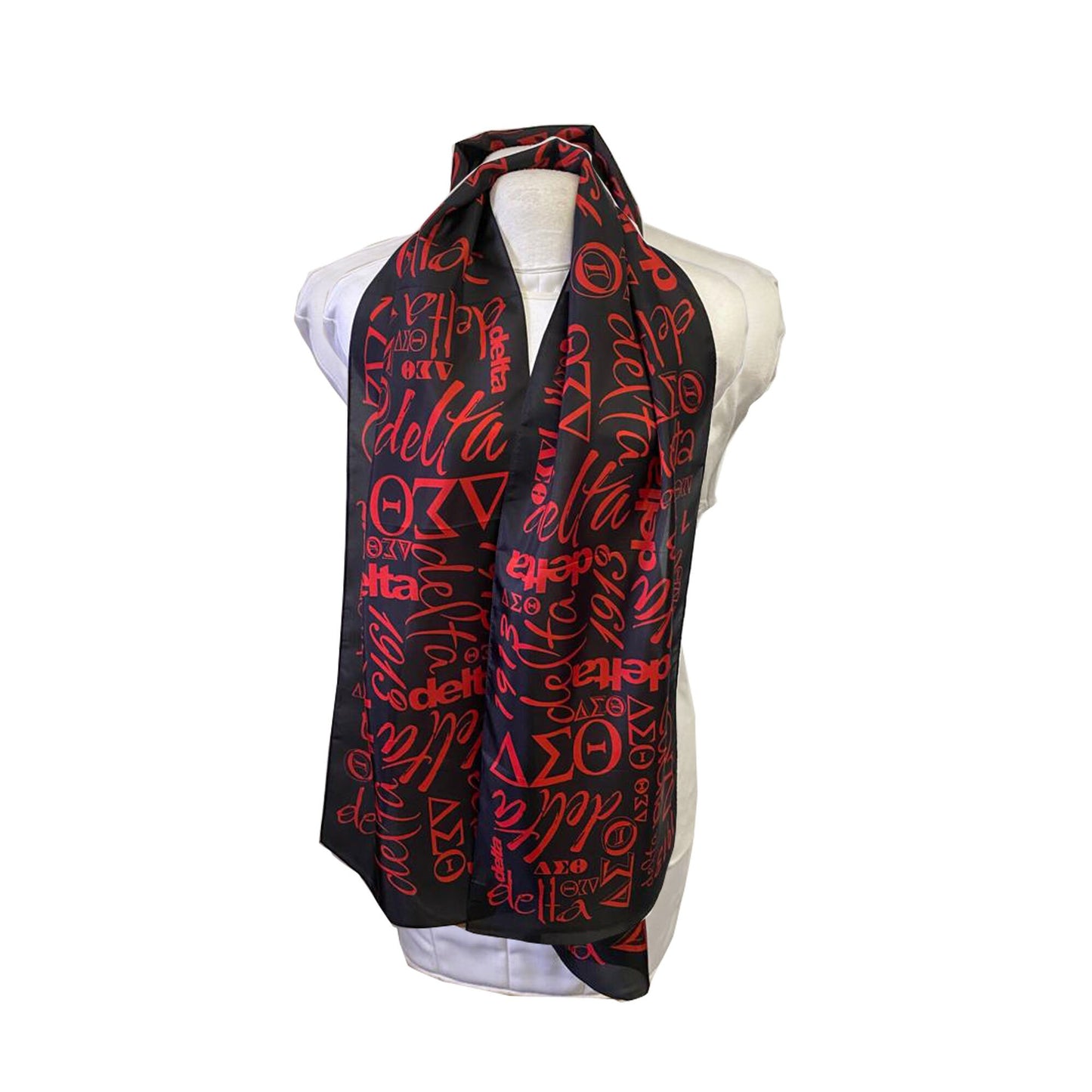 Delta Sigma Theta Silk Scarf: Black & Red Sorority Stole