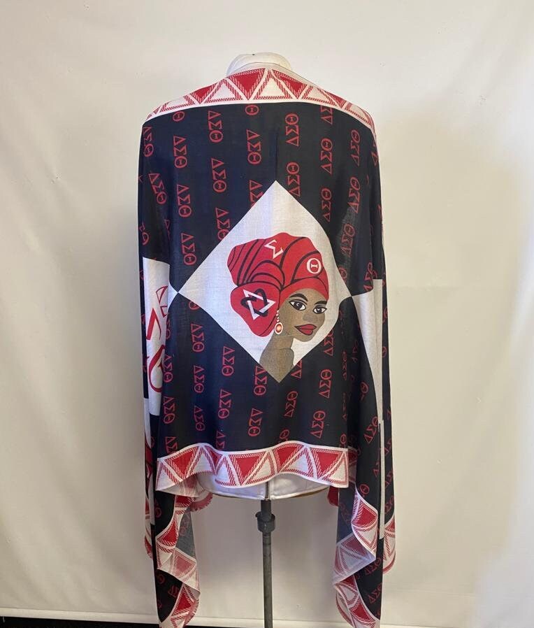 Delta Sigma Theta Sorority Modal Scarf: Red & Black Greek Stole