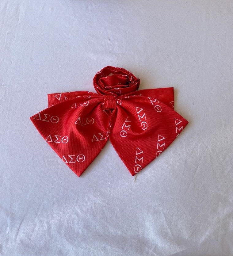 Delta Sigma Theta Bow Tie: Red & White Polyester Neck Accessory