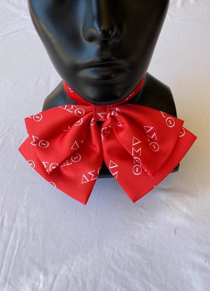 Delta Sigma Theta Bow Tie: Red & White Polyester Neck Accessory