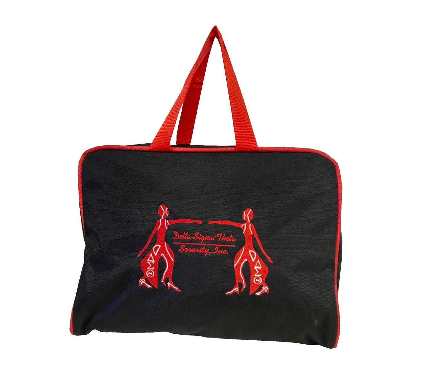 Delta Sigma Theta (DST) Red & Black Cosmetic Bag Set Makeup Organizer Travel Kit Polyester PVC Coated 3 Piece Set, Made in India.