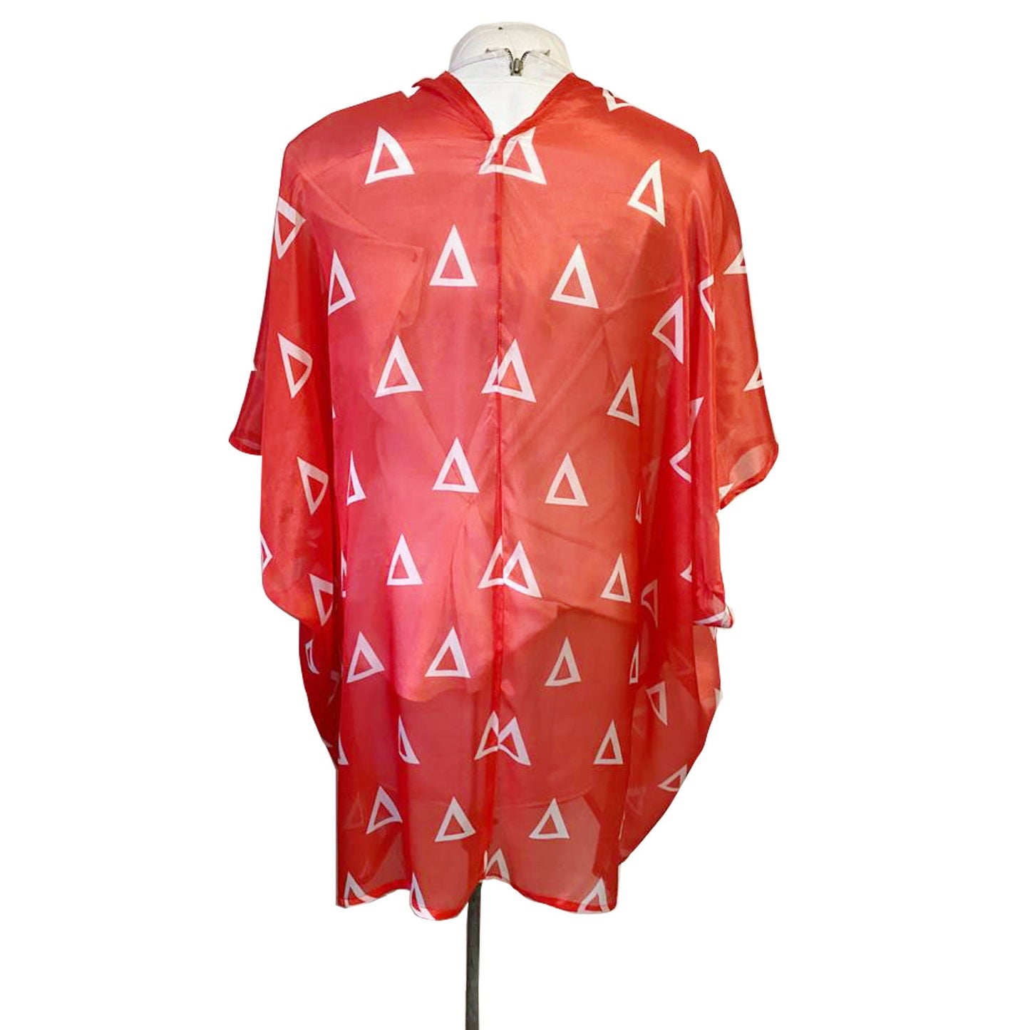 Delta Sigma Theta (ΔΣΘ) Sorority Red & Black Kaftan/ Wrap/ Tunic for Delta Sorority Women, with printed Triangle (Δ) on it, Made in India.