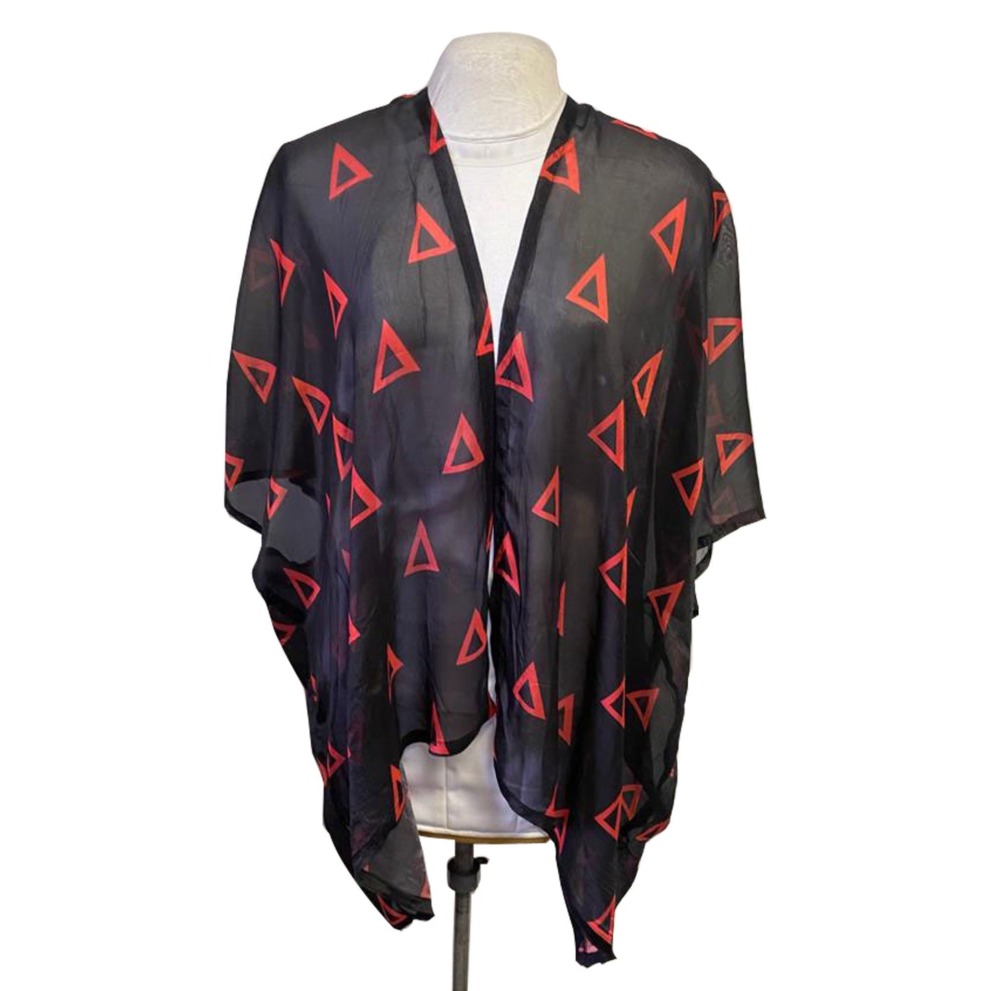 Delta Sigma Theta (ΔΣΘ) Sorority Red & Black Kaftan/ Wrap/ Tunic for Delta Sorority Women, with printed Triangle (Δ) on it, Made in India.