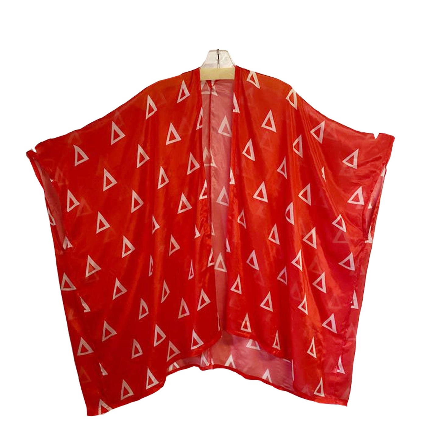 Delta Sigma Theta (ΔΣΘ) Sorority Red & Black Kaftan/ Wrap/ Tunic for Delta Sorority Women, with printed Triangle (Δ) on it, Made in India.