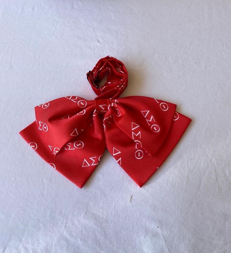 Delta Sigma Theta Bow Tie: Red & White Polyester Neck Accessory
