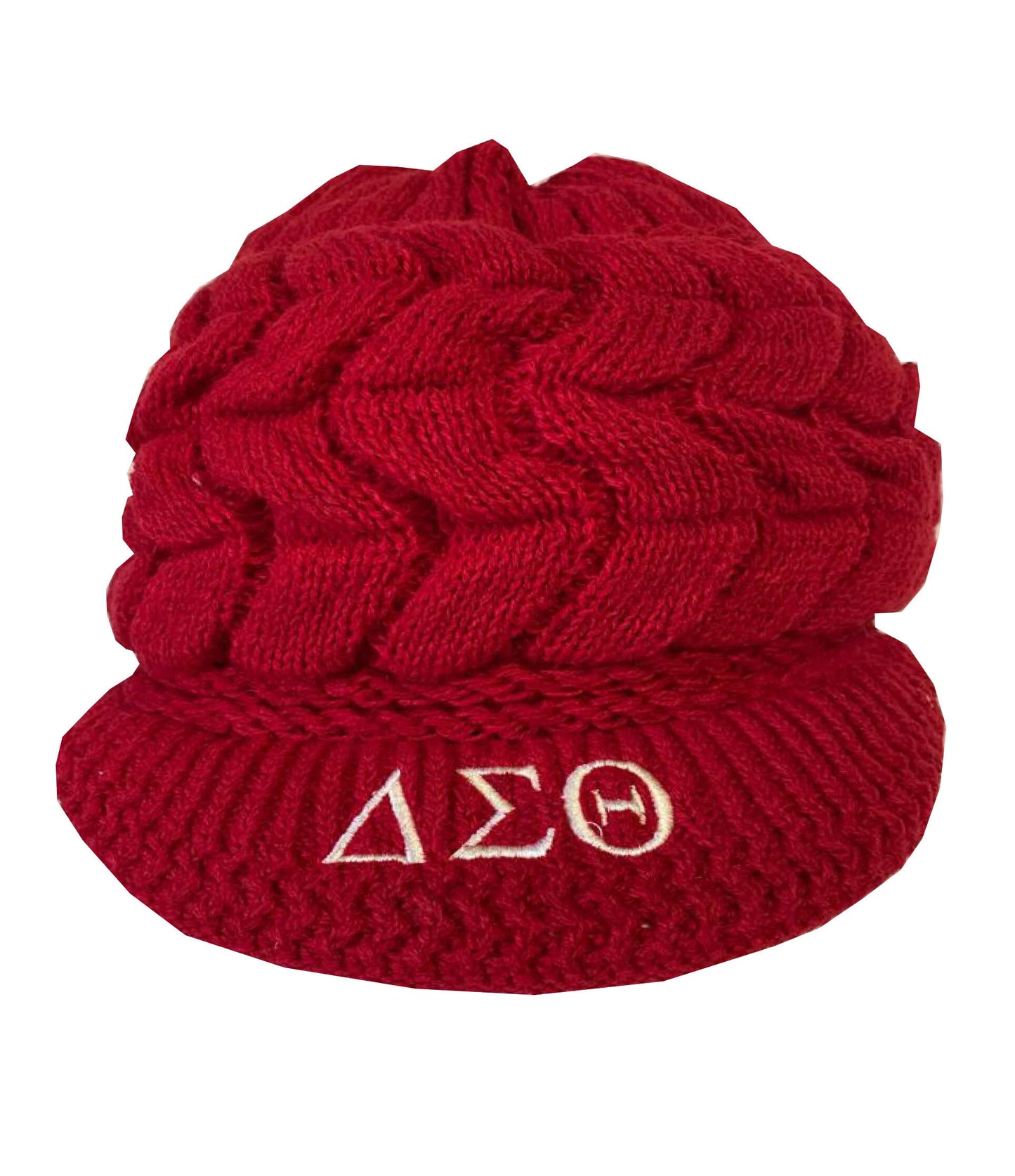 Delta Sigma Theta (ΔΣΘ) Sorority Red and Black color Acrylic woolen Cap/Winter hat with Greek letters on it, Reusable & Washable