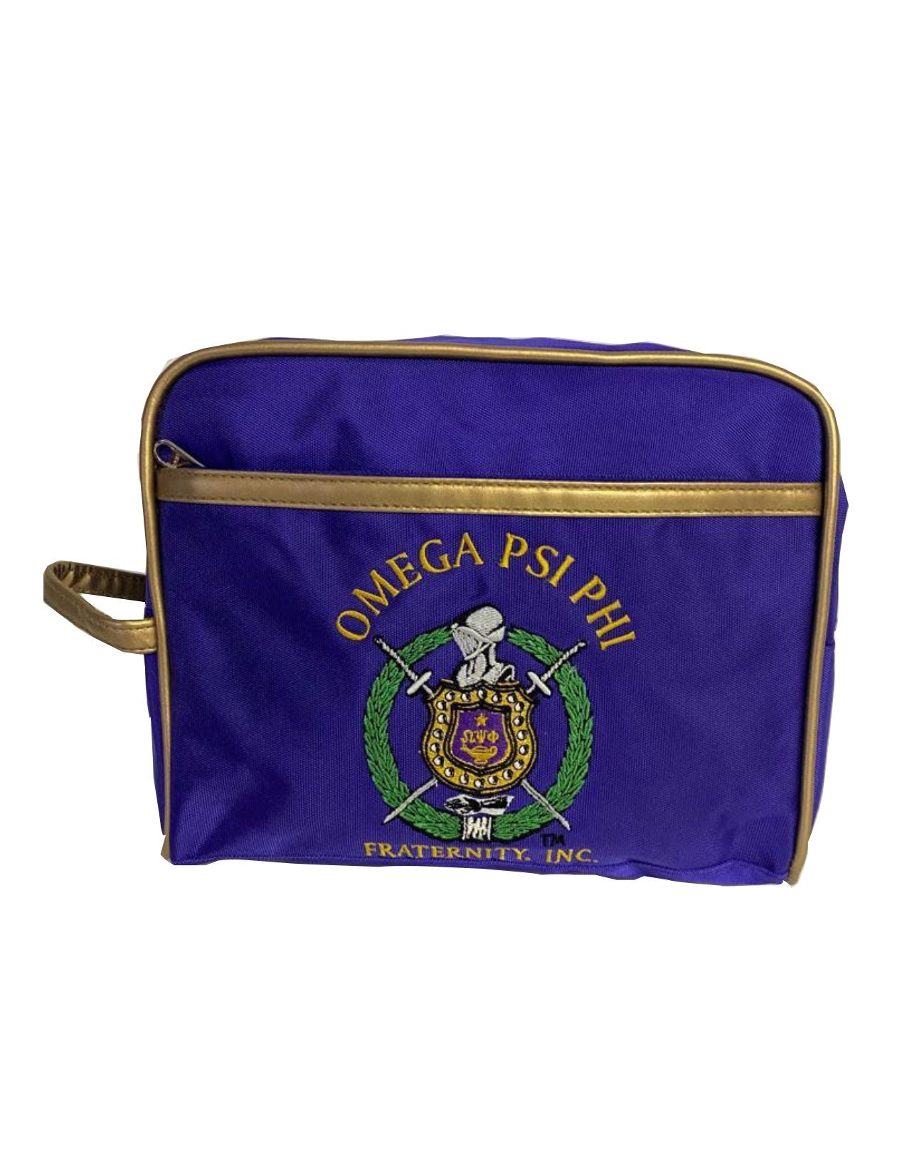 Omega Psi Phi Fraternity Royal Purple & Old Gold Toiletry Bag/ Shaving/ Travel Kit Polyester PVC Coated, For Men- 'Authorized Vendor'