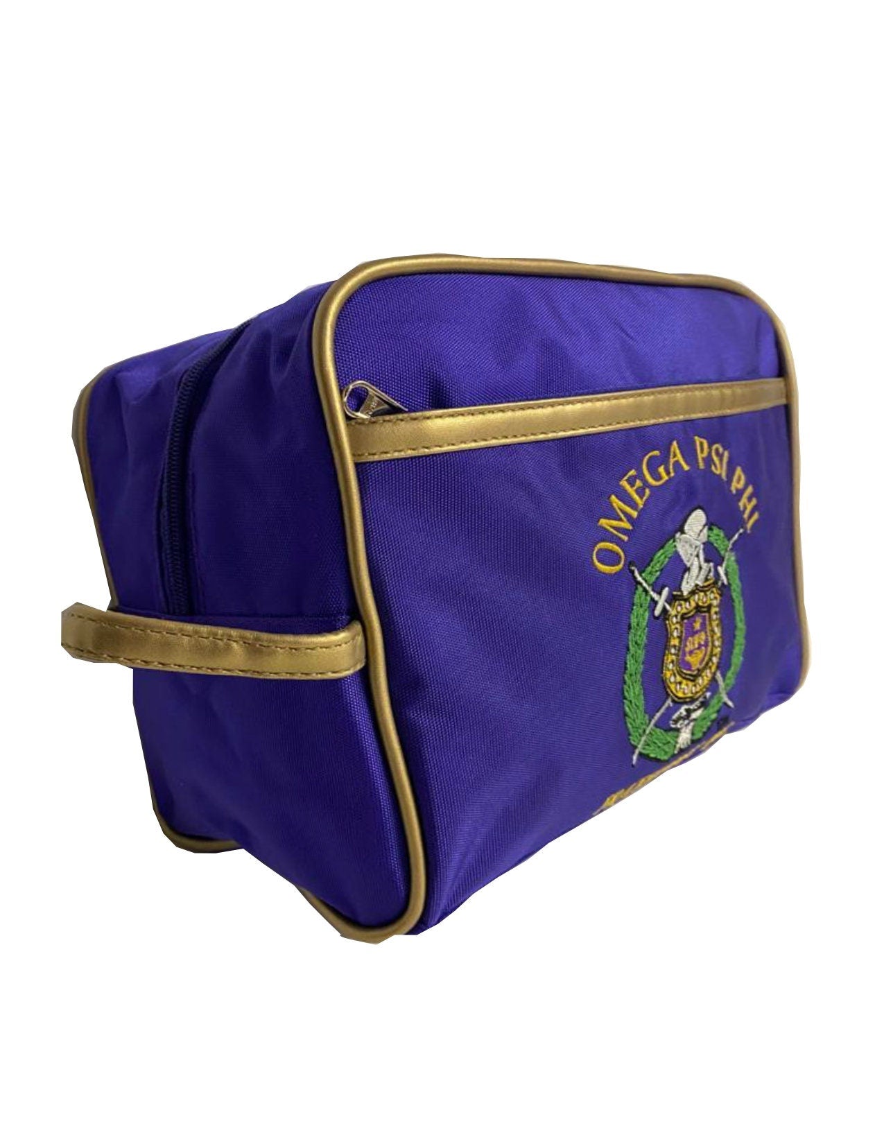 Omega Psi Phi Fraternity Royal Purple & Old Gold Toiletry Bag/ Shaving/ Travel Kit Polyester PVC Coated, For Men- 'Authorized Vendor'