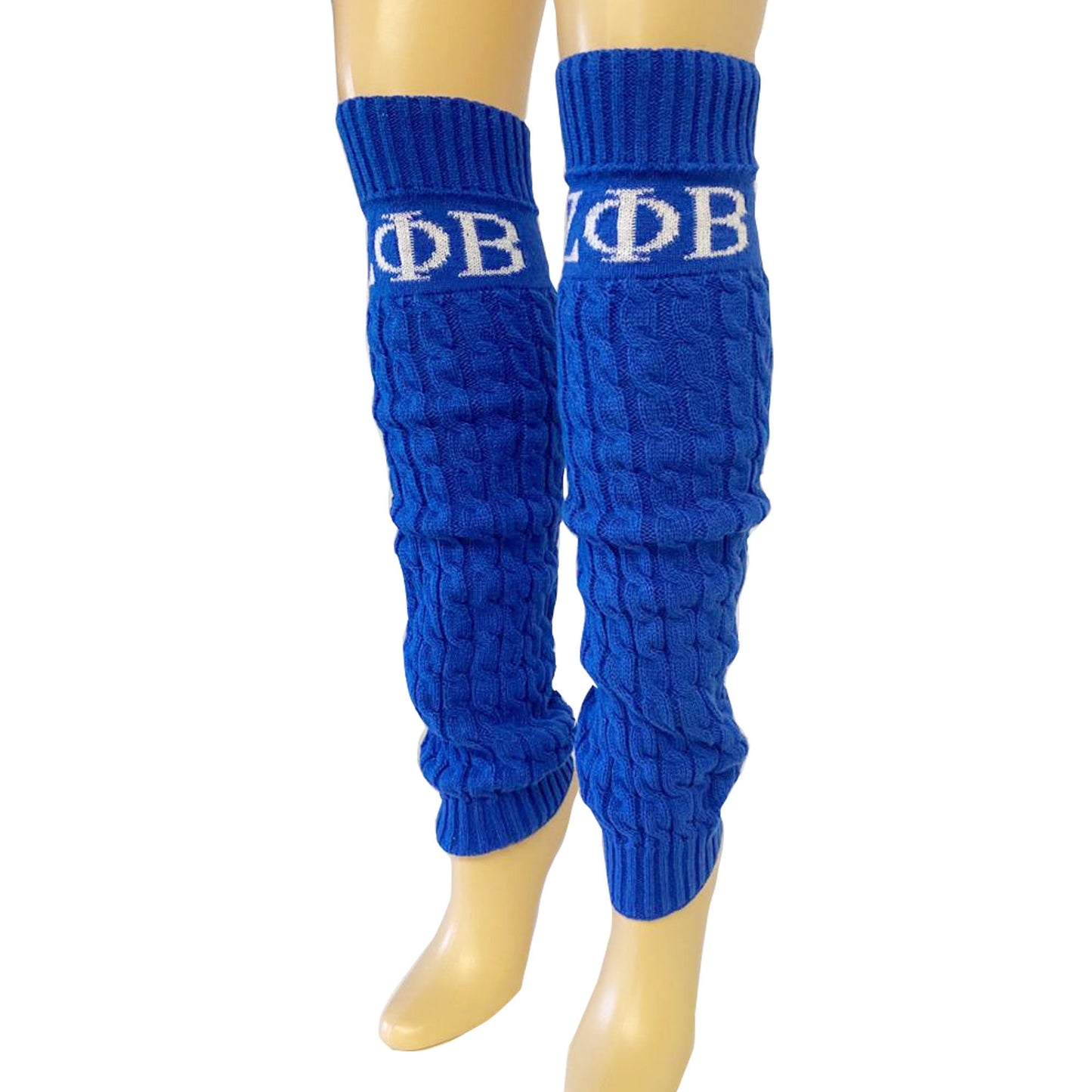 Zeta Phi Beta (ΖΦΒ) Sorority Blue Color hand Knitted Leg Warmers, Warm Socks In Autumn And Winter For Women, Made in India.