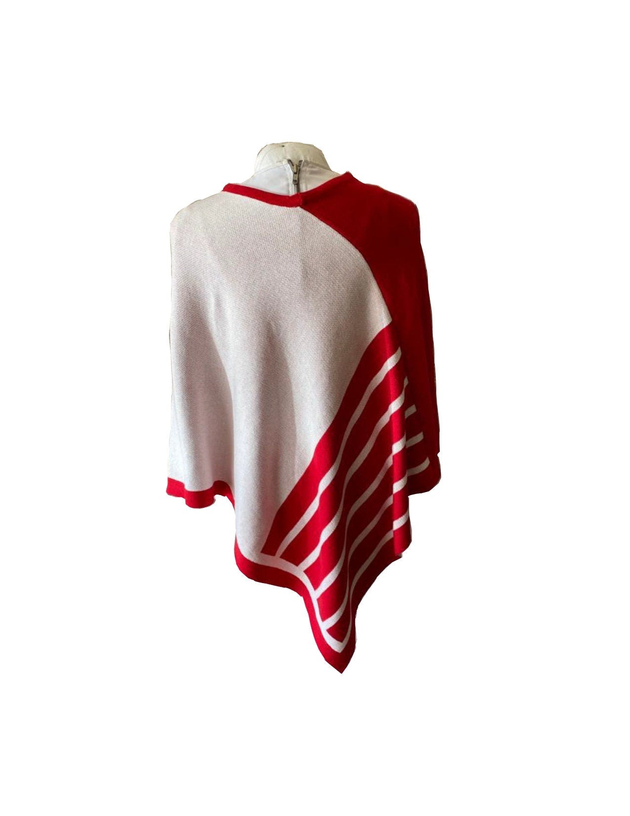 Delta Sigma Theta ΔΣΘ Red & White Knitted Poncho/Cape -V neck poncho For Women.