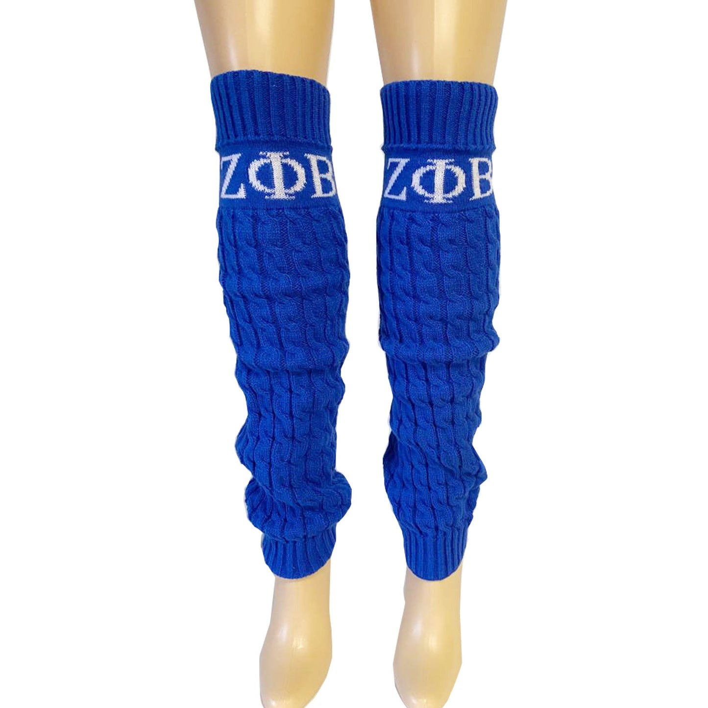 Zeta Phi Beta (ΖΦΒ) Sorority Blue Color hand Knitted Leg Warmers, Warm Socks In Autumn And Winter For Women, Made in India.