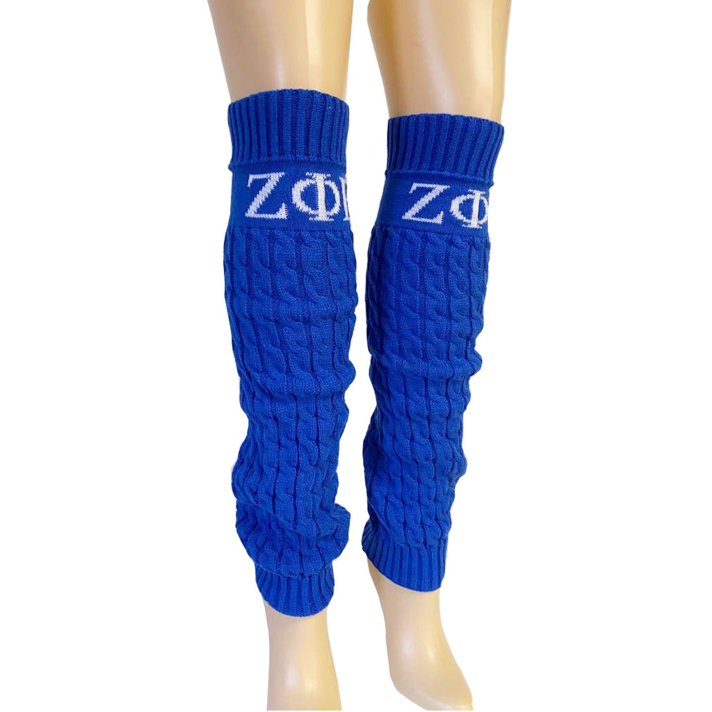 Zeta Phi Beta (ΖΦΒ) Sorority Blue Color hand Knitted Leg Warmers, Warm Socks In Autumn And Winter For Women, Made in India.