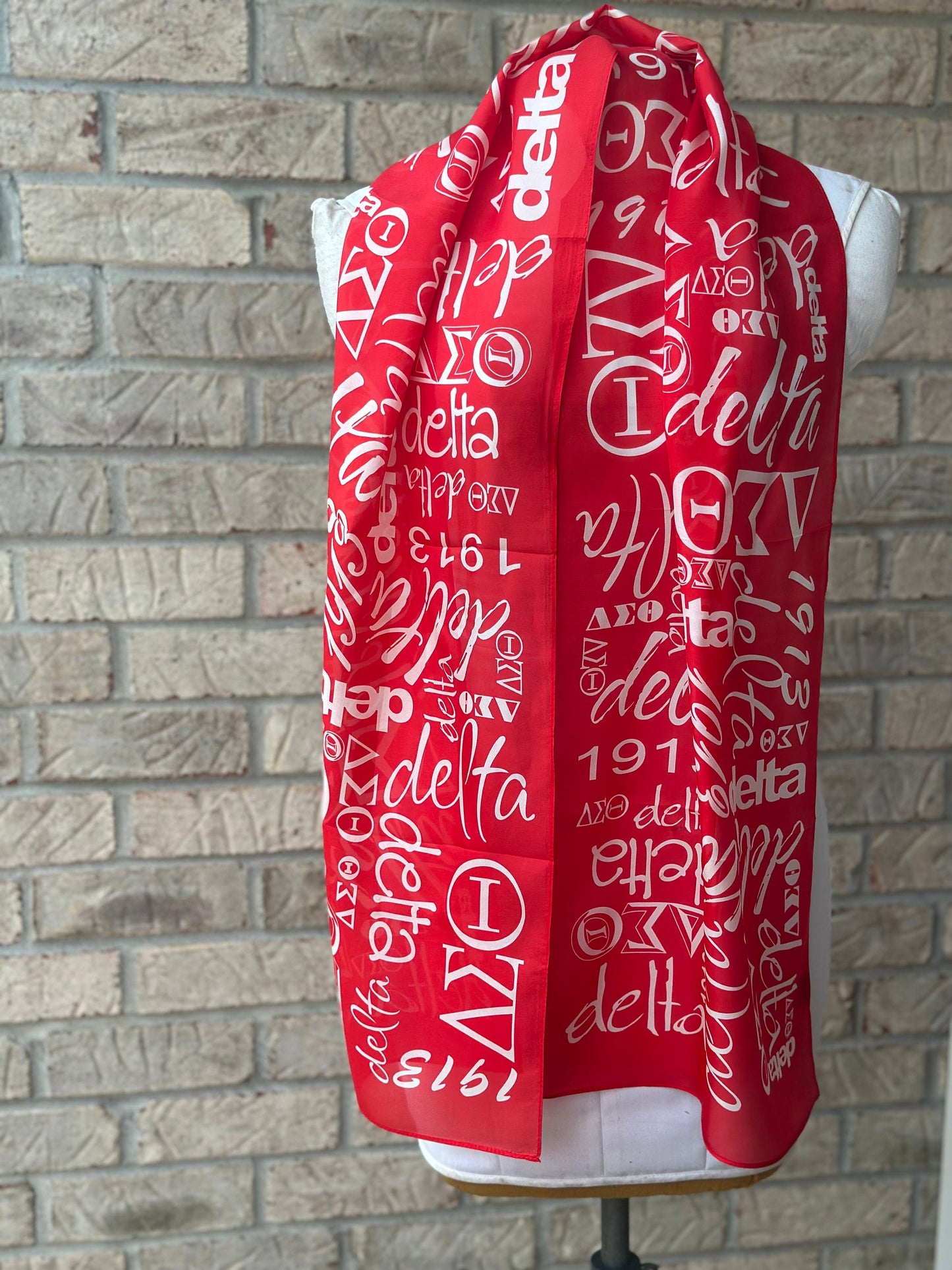 Delta Sigma Theta (ΔΣΘ) Sorority Long Silk Oblong Scarf/ muffler/Wrap around/ Stole/ Boho/Shawl Red  Color, For Women, Made in India