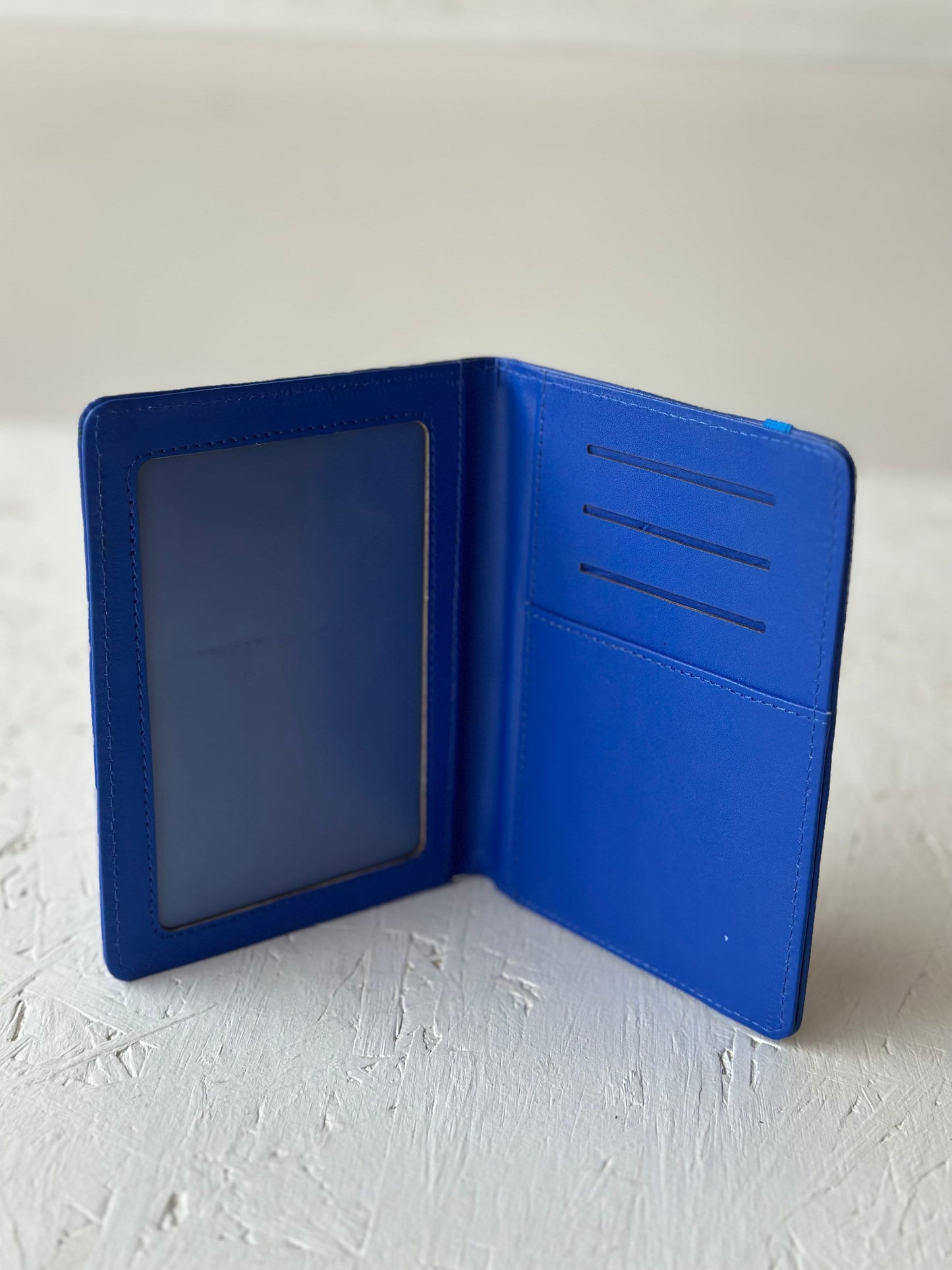 Zeta Phi Beta (ΖΦΒ) Sorority Artificial Leather Passport Cover- organizational shield print on front. Blue Color.