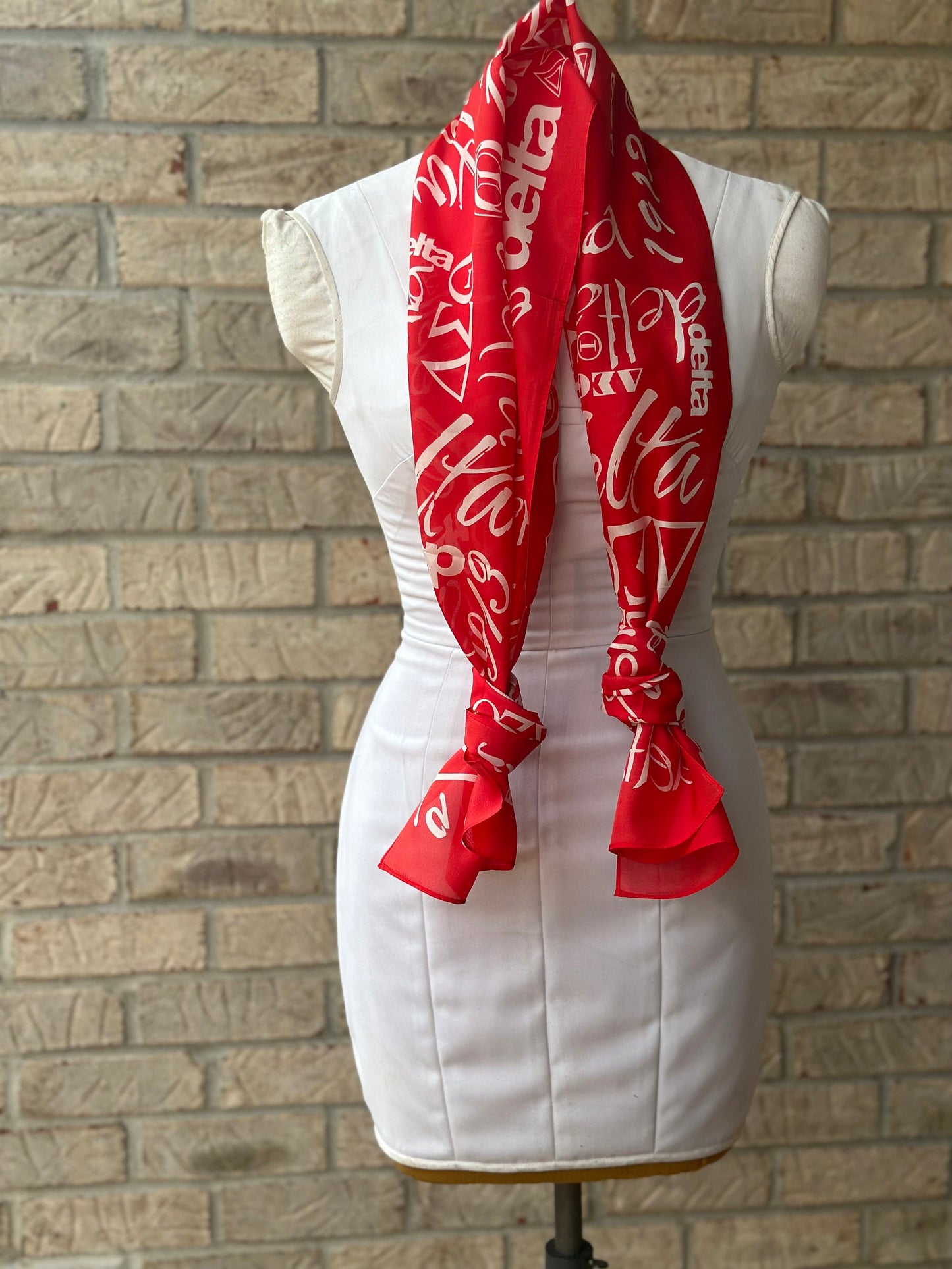 Delta Sigma Theta (ΔΣΘ) Sorority Long Silk Oblong Scarf/ muffler/Wrap around/ Stole/ Boho/Shawl Red  Color, For Women, Made in India