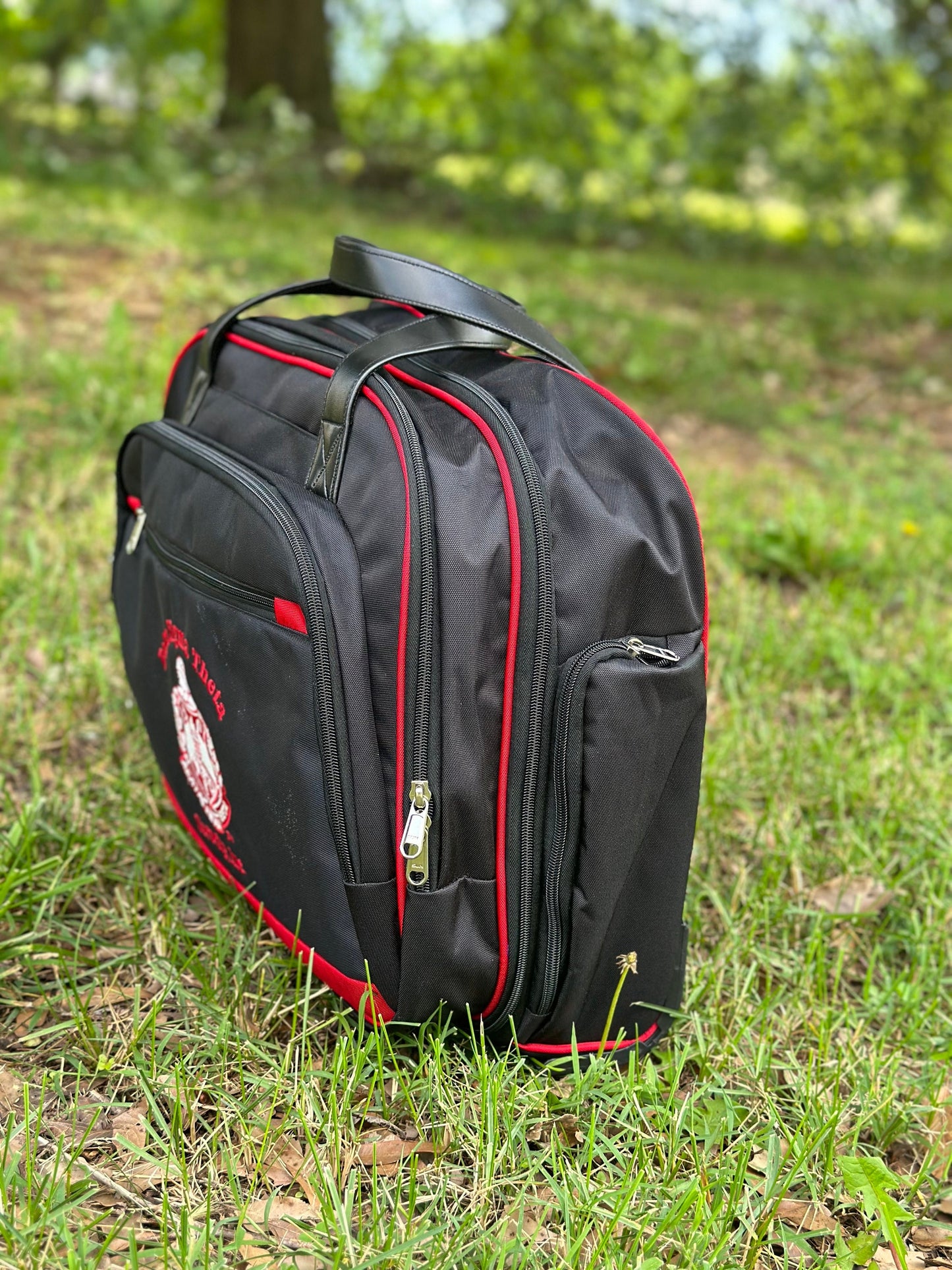 Delta Sigma Theta Red and Black color Laptop with Trolley- Luggage/cabin Bag for travelling.- authorized vendor