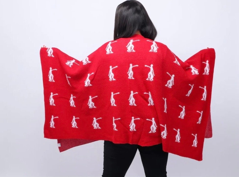 Delta Sigma Theta DST FORTITUDE LADY Print Red & White, Cozy Wrap/cape/shrug/poncho For Women,Size Fits All, Stylish.