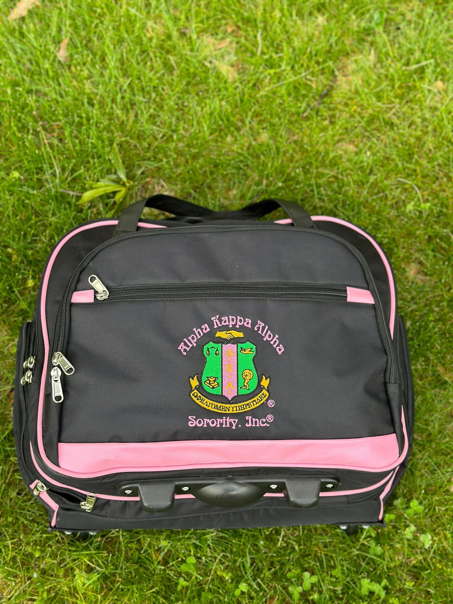Alpha Kappa Alpha (AKA) Pink and Black color Laptop with Trolley- Luggage/cabin Bag for travelling.- authorized vendor