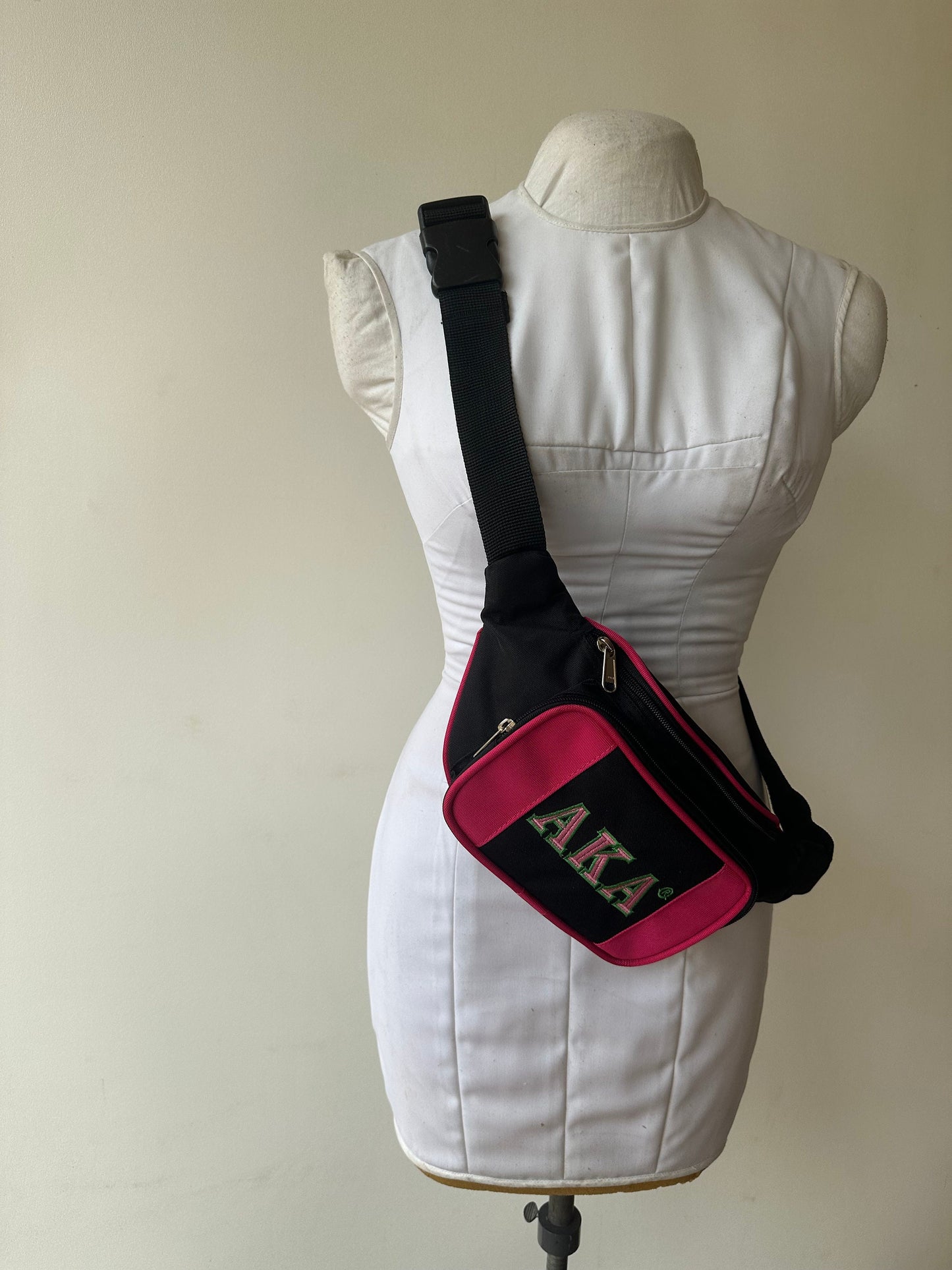Alpha Kappa Alpha (AKA) Sorority - Rexene/ Leatherette Fanny pack- perfect waist pack for travel- Adjustable Strap for waist