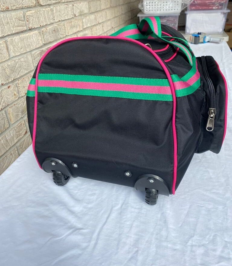 Alpha Kappa Alpha (AKA) Pink and Black color Trolley/ Duffle/ Luggage Bag for travelling.- authorized vendor