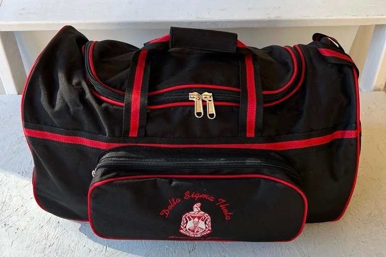 Delta Sigma Theta (DST) Red & Black color Trolley/ Duffle/ Luggage Bag for travelling.- authorized vendor