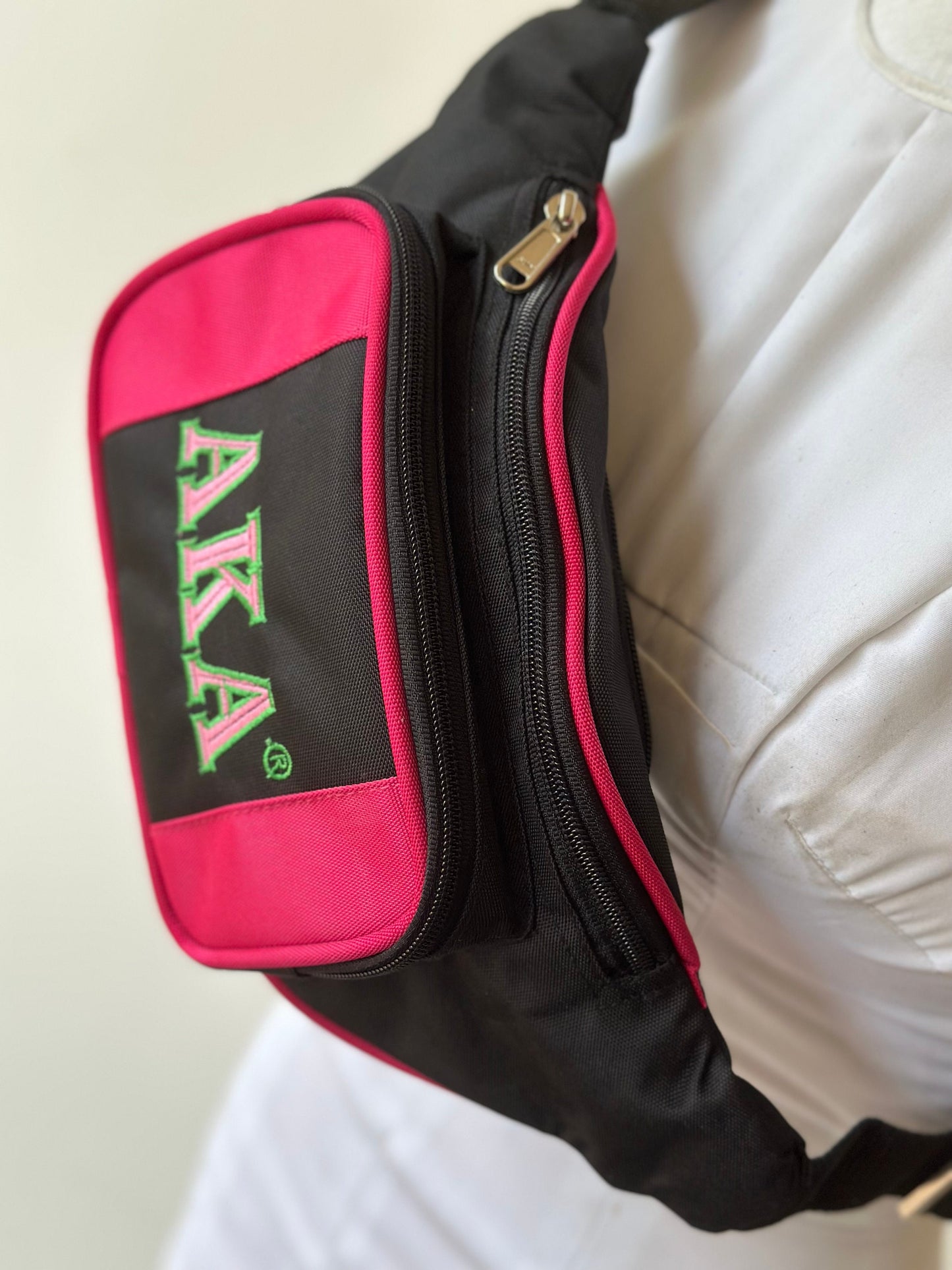 Alpha Kappa Alpha (AKA) Sorority - Rexene/ Leatherette Fanny pack- perfect waist pack for travel- Adjustable Strap for waist