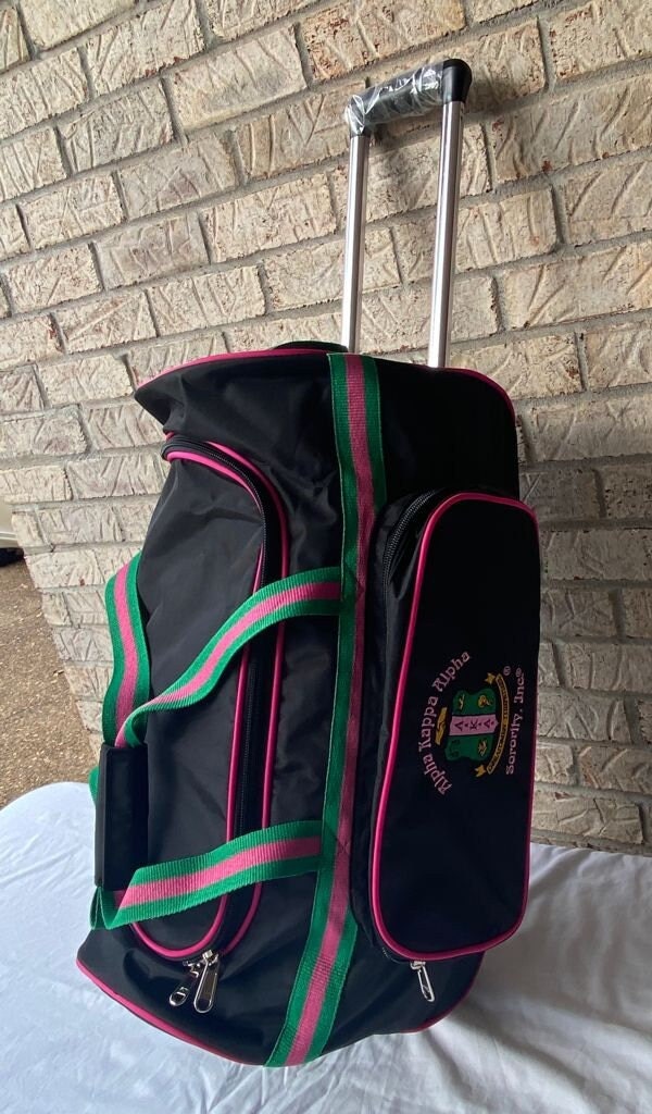 Alpha Kappa Alpha (AKA) Pink and Black color Trolley/ Duffle/ Luggage Bag for travelling.- authorized vendor