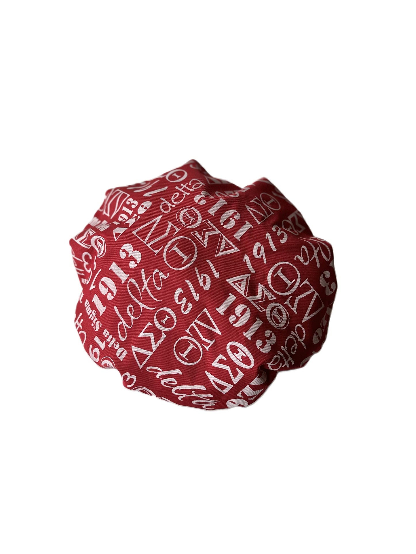 Delta Sigma Theta (DST) PVC Shower Cap, Black & Red color Double Layer, with organization name, founding year and Greek letters for Women.