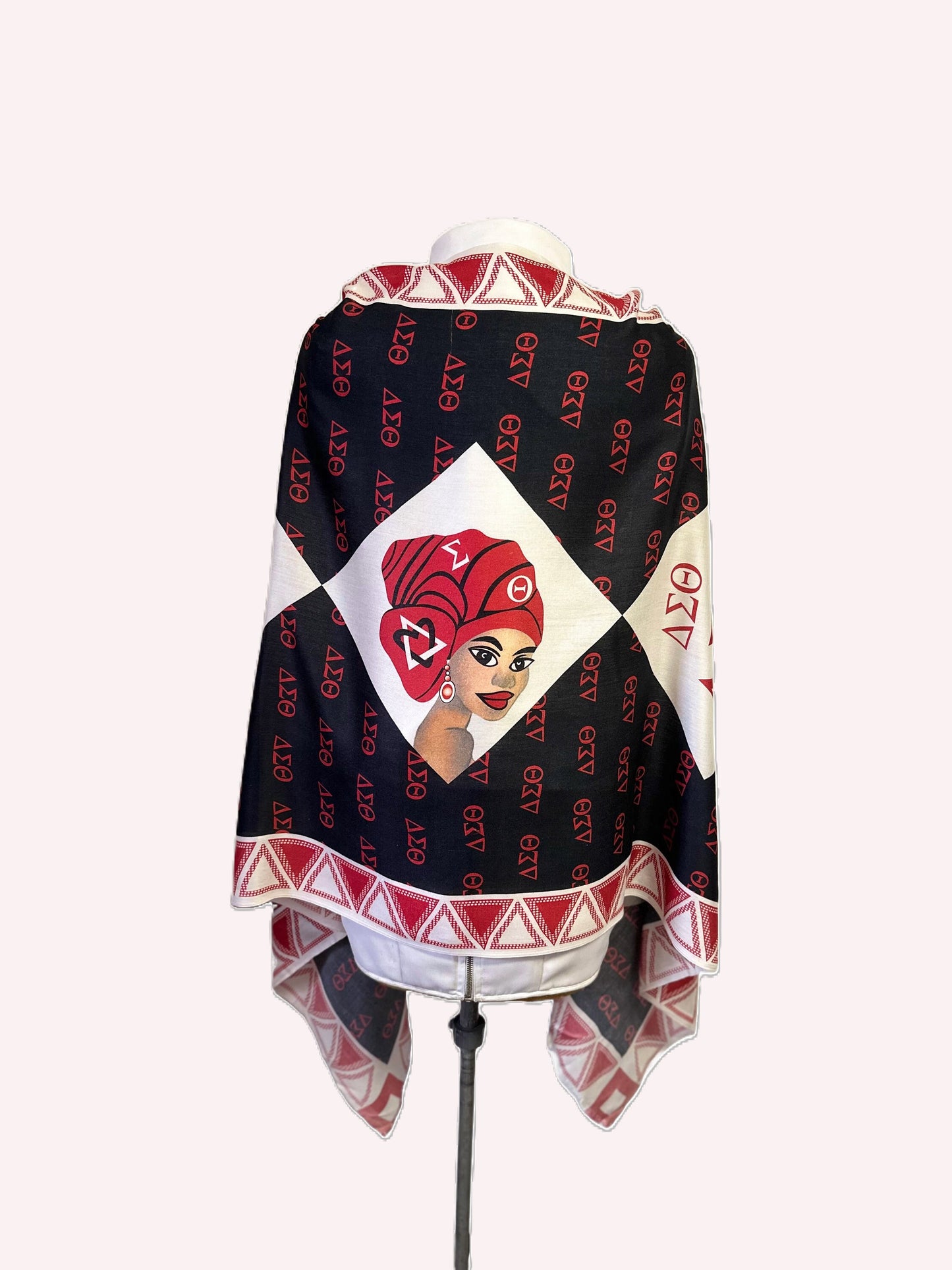 Delta Sigma Theta Sorority Modal Scarf: Red & Black Greek Stole