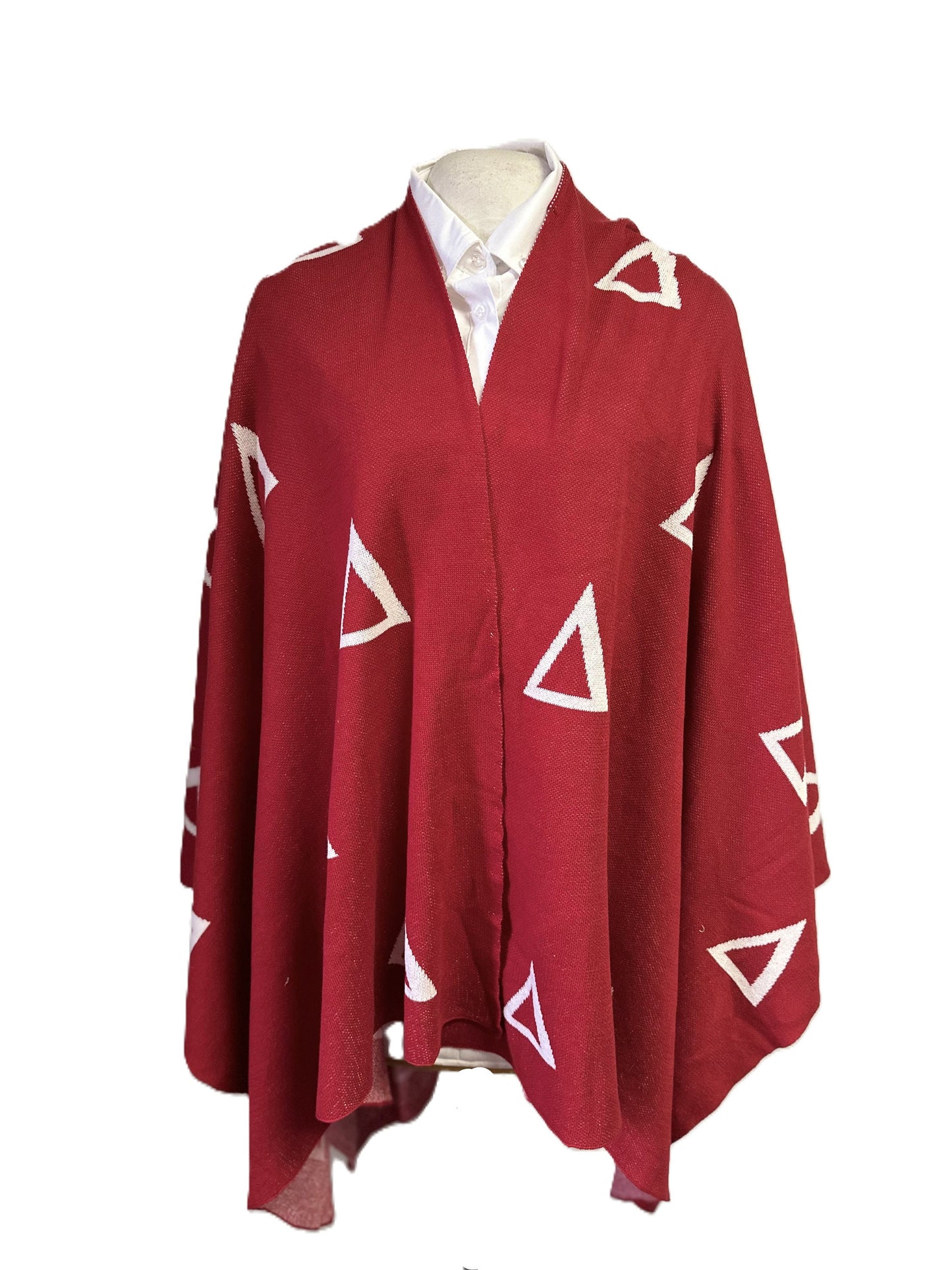 Delta Sigma Theta DST Red & White, Cozy Wrap/cape/shrug/poncho For Women,Size Fits All, Stylish, Made in INDIA