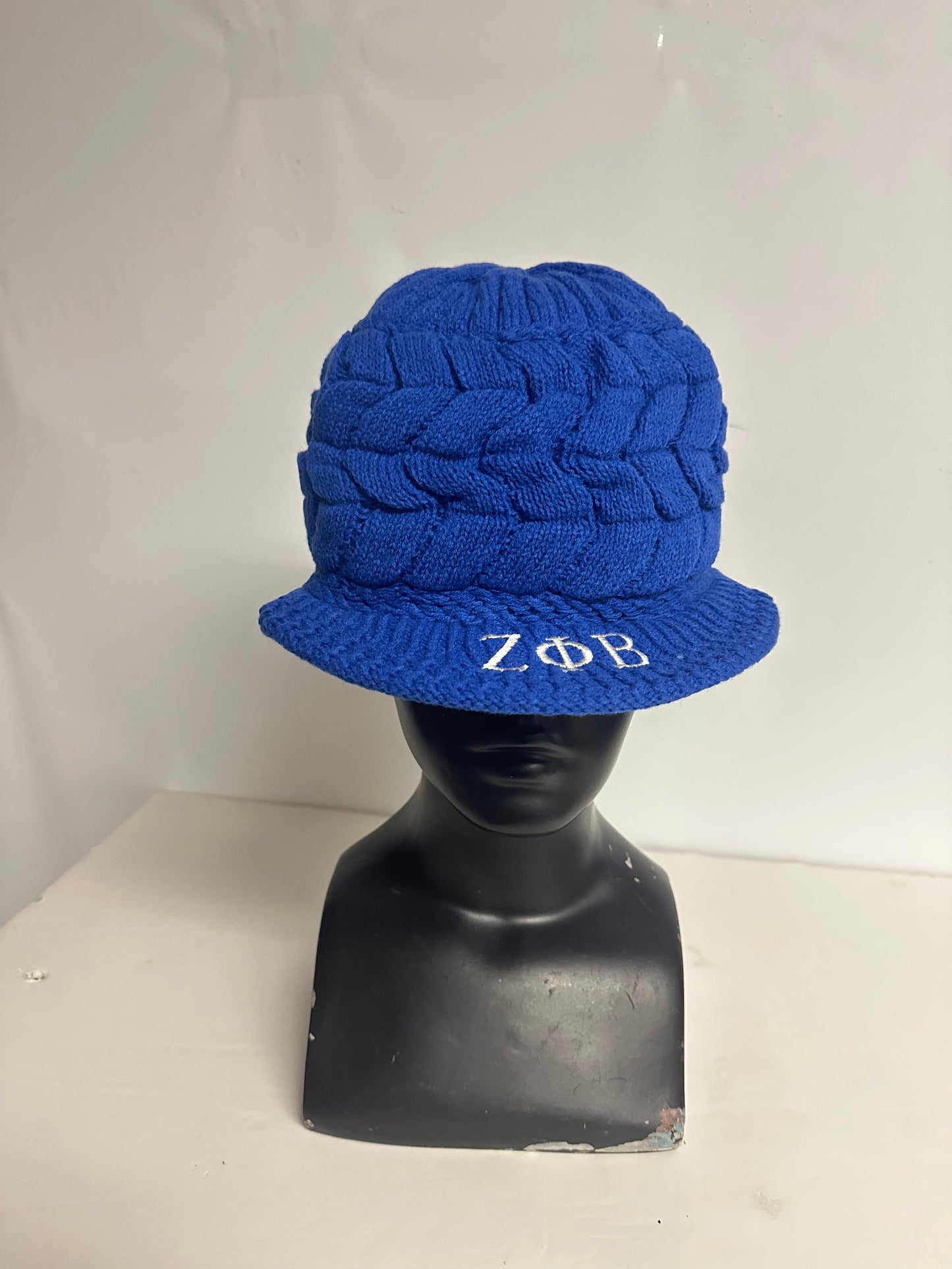 Zeta Phi Beta (ZOB) Sorority Blue color Acrylic woolen Cap/Winter hat with Greek letters on it, Reusable & Washable
