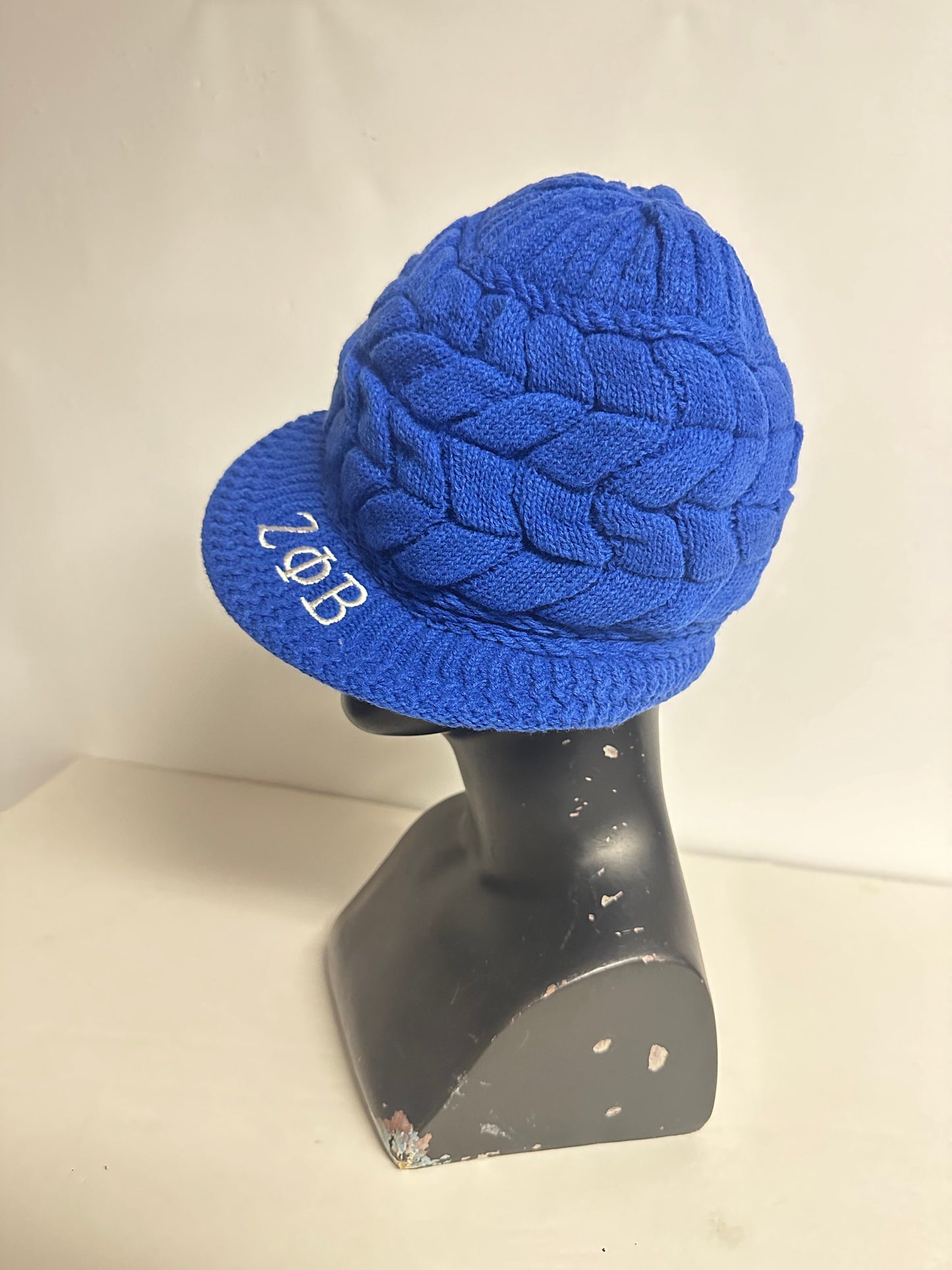 Zeta Phi Beta (ZOB) Sorority Blue color Acrylic woolen Cap/Winter hat with Greek letters on it, Reusable & Washable