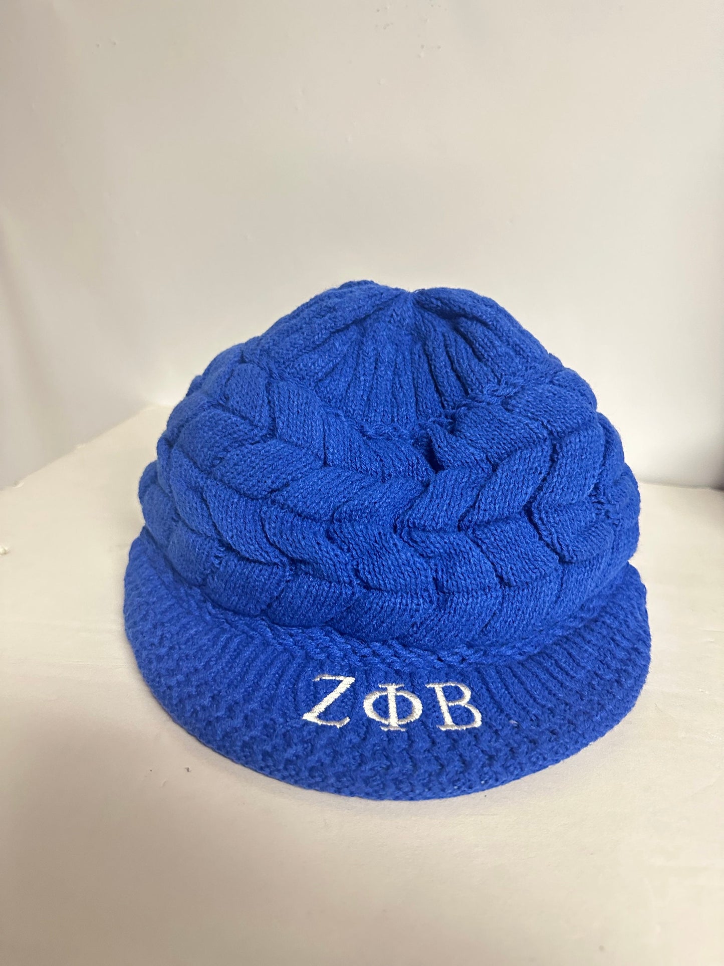 Zeta Phi Beta (ZOB) Sorority Blue color Acrylic woolen Cap/Winter hat with Greek letters on it, Reusable & Washable