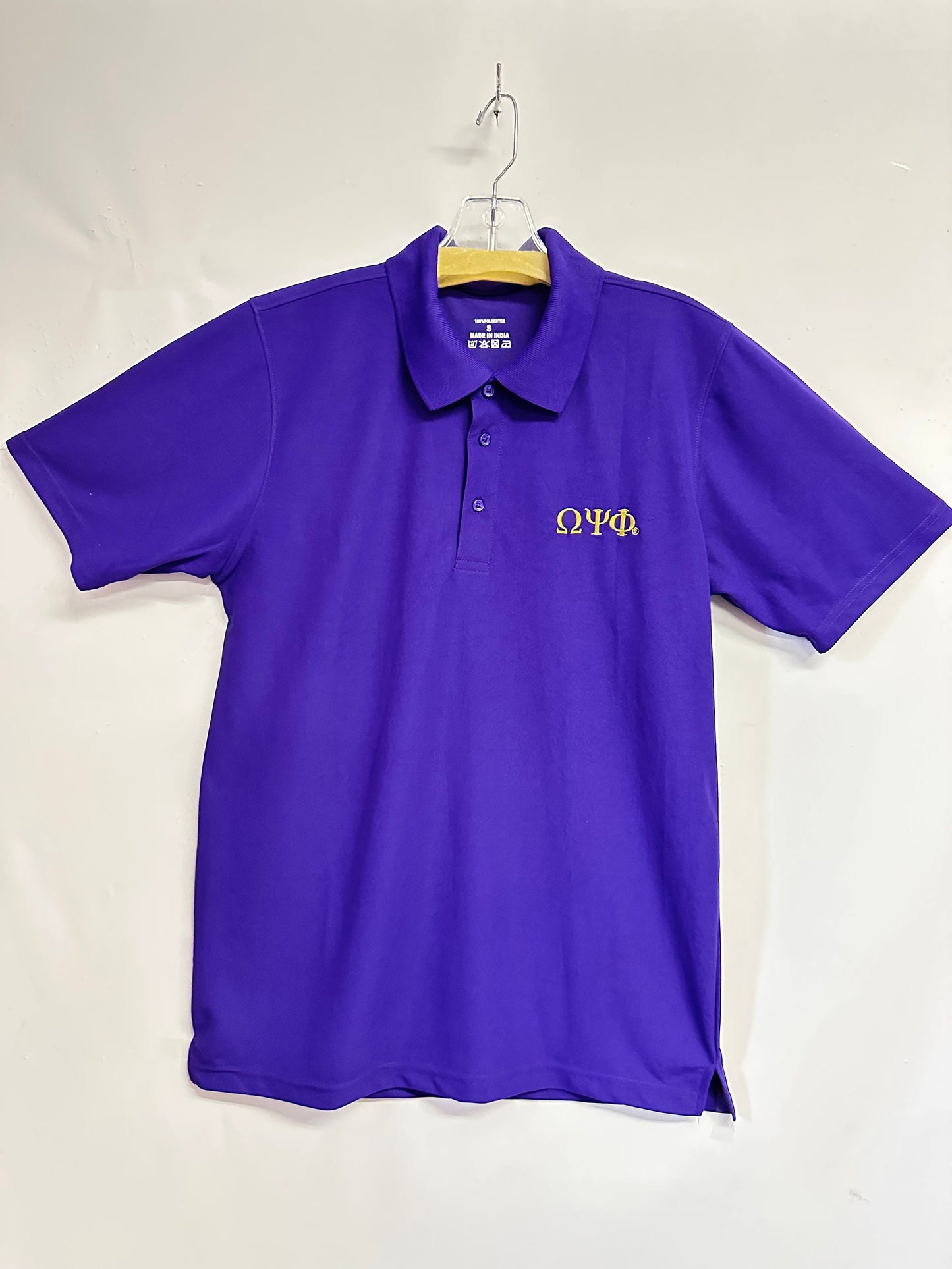 Omega Psi Phi (ΩΨΦ) Fraternity, Purple Polyester Polo T-Shirt for Men