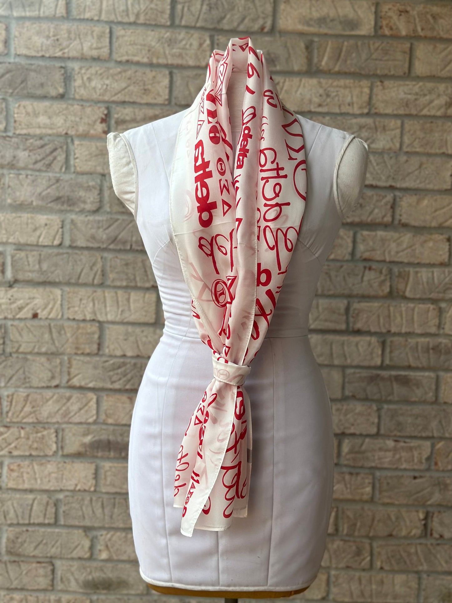 Delta Sigma Theta (ΔΣΘ) Sorority Long Silk Oblong Scarf/ muffler/Wrap around/ Stole/ Boho/Shawl Red  Color, For Women, Made in India