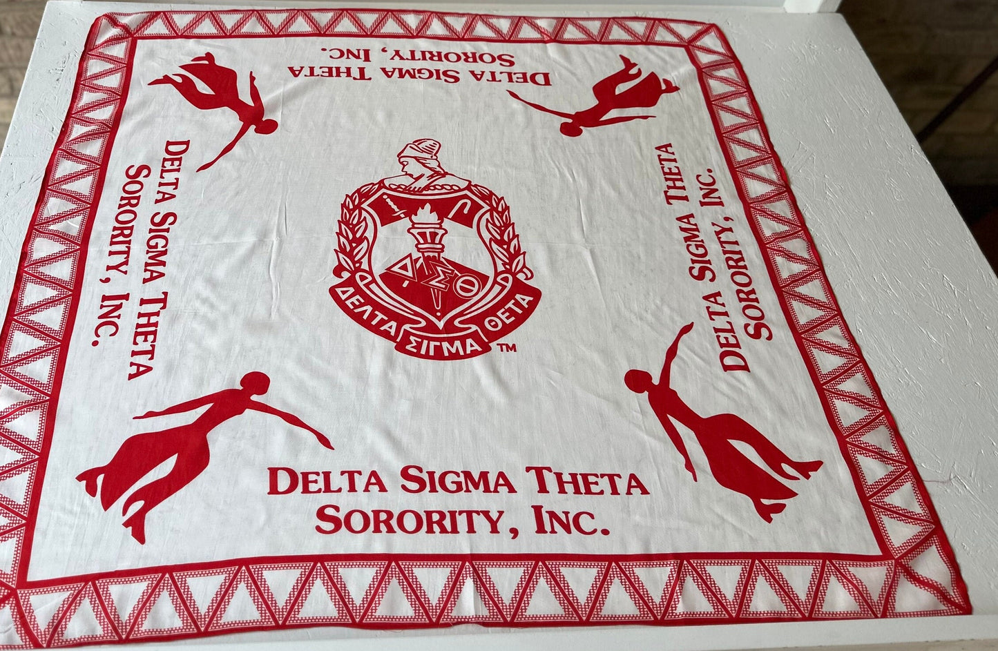 Delta Sigma Theta (ΔΣΘ) Sorority Square Viscose Scarf/ muffler/Wrap around/ Stole/ Boho/Shawl Red Color, For Women, Made in India