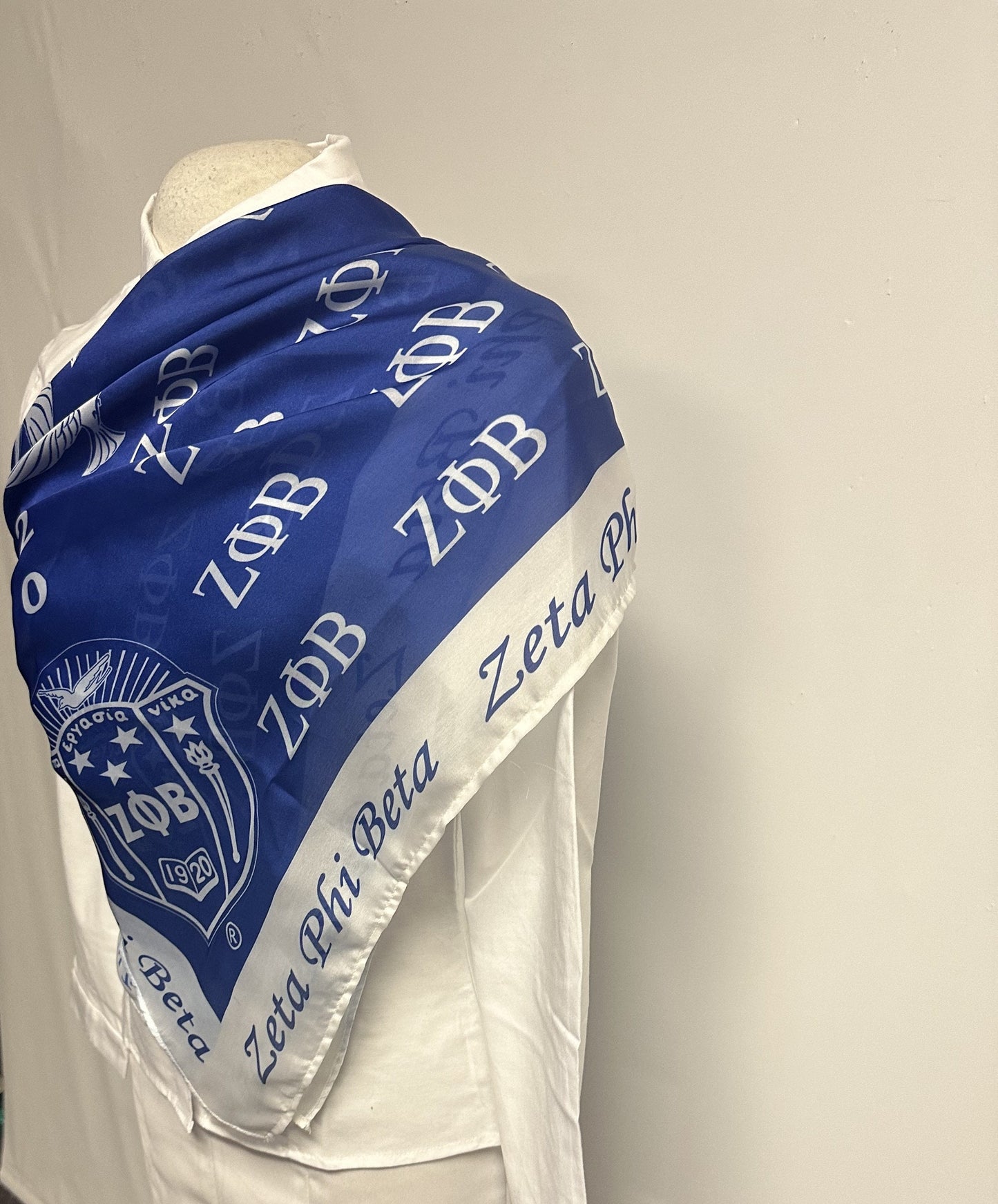 Zeta Phi Beta (ZOB) Sorority Long Oblong Scarf/ muffler/Wrap around/ Stole/ Boho/Shawl Blue Color, For Women, Made in India