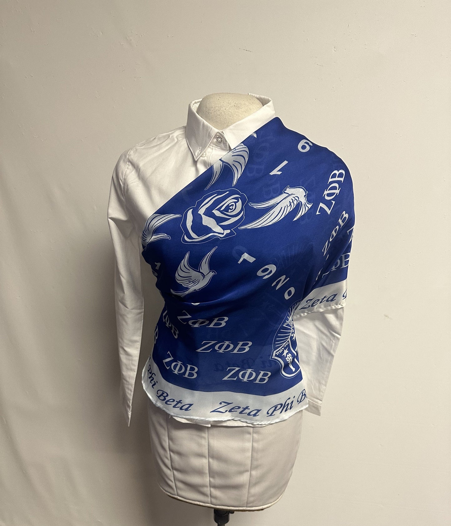 Zeta Phi Beta (ZOB) Sorority Long Oblong Scarf/ muffler/Wrap around/ Stole/ Boho/Shawl Blue Color, For Women, Made in India