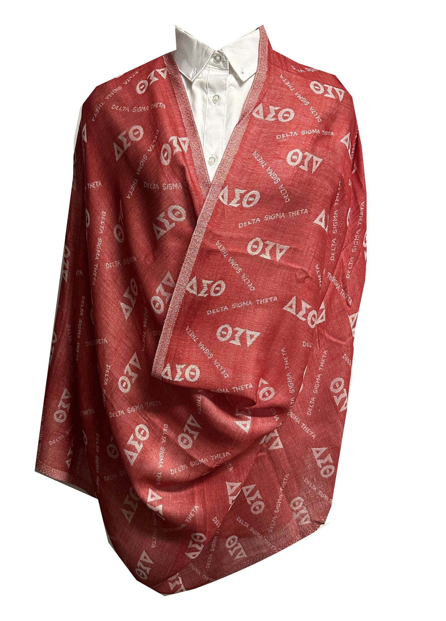 Delta Sigma Theta (ΔΣΘ) Sorority Reversible Shawl/Scarf/ muffler/Wrap around/ Stole/ Boho with DST Letters Red Color, For Women