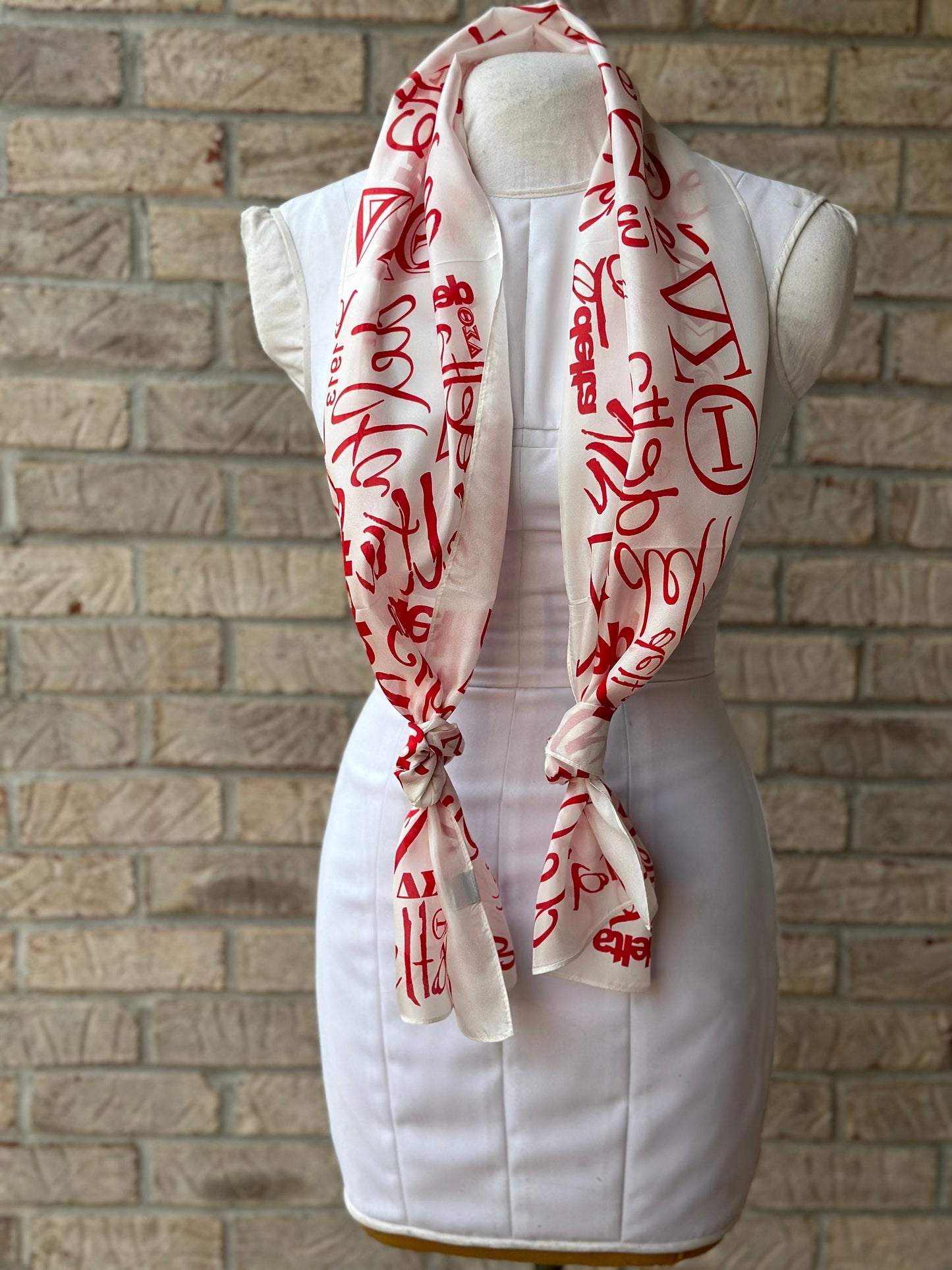 Delta Sigma Theta (ΔΣΘ) Sorority Long Silk Oblong Scarf/ muffler/Wrap around/ Stole/ Boho/Shawl Red  Color, For Women, Made in India