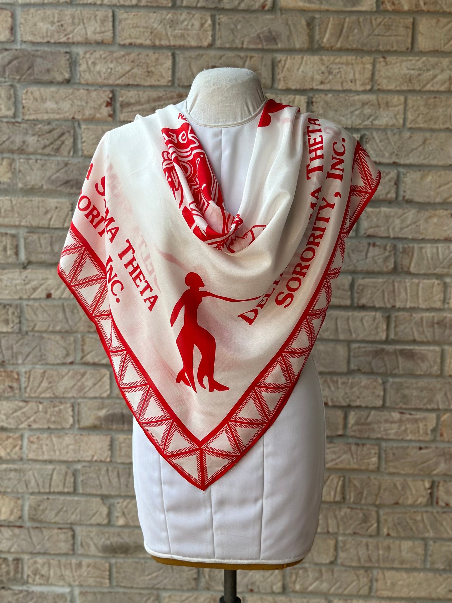Delta Sigma Theta (ΔΣΘ) Sorority Square Viscose Scarf/ muffler/Wrap around/ Stole/ Boho/Shawl Red Color, For Women, Made in India