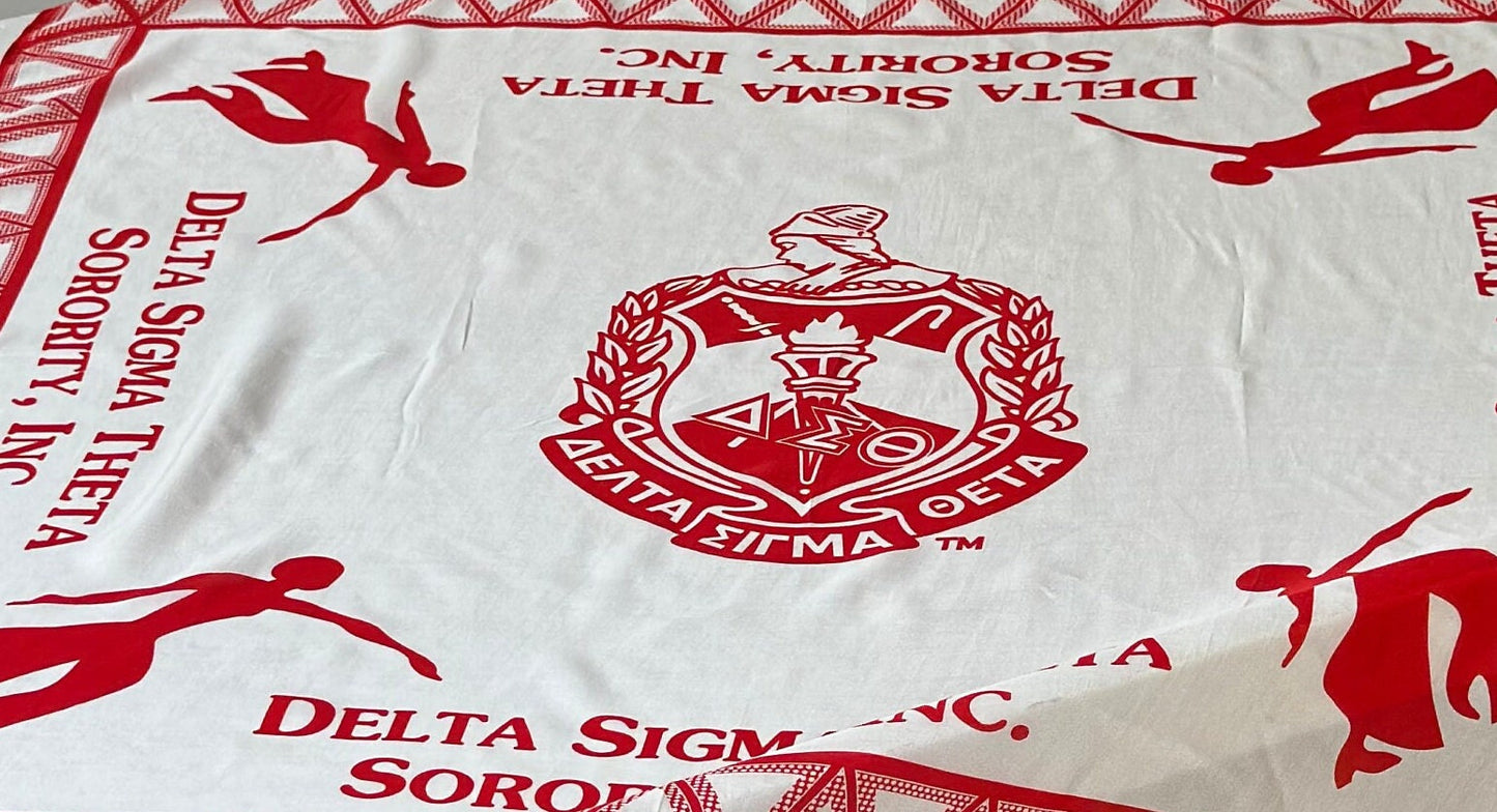 Delta Sigma Theta (ΔΣΘ) Sorority Square Viscose Scarf/ muffler/Wrap around/ Stole/ Boho/Shawl Red Color, For Women, Made in India